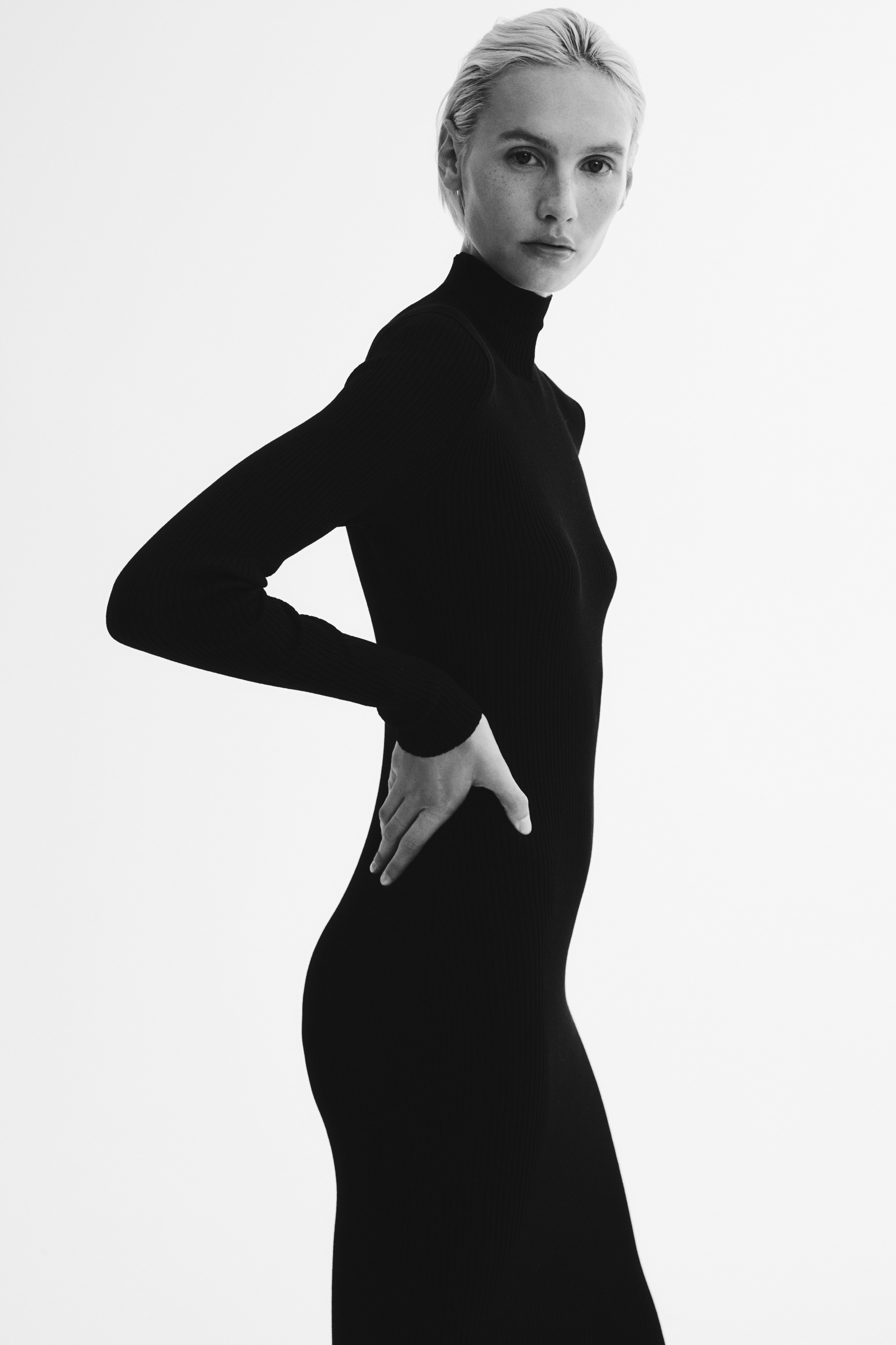 Rib-Knit Mock Turtleneck Dress thumbnail 4