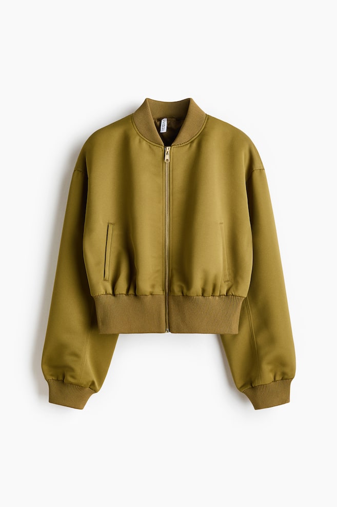 Bomber jacket - Golden olive/Dark brown - 1