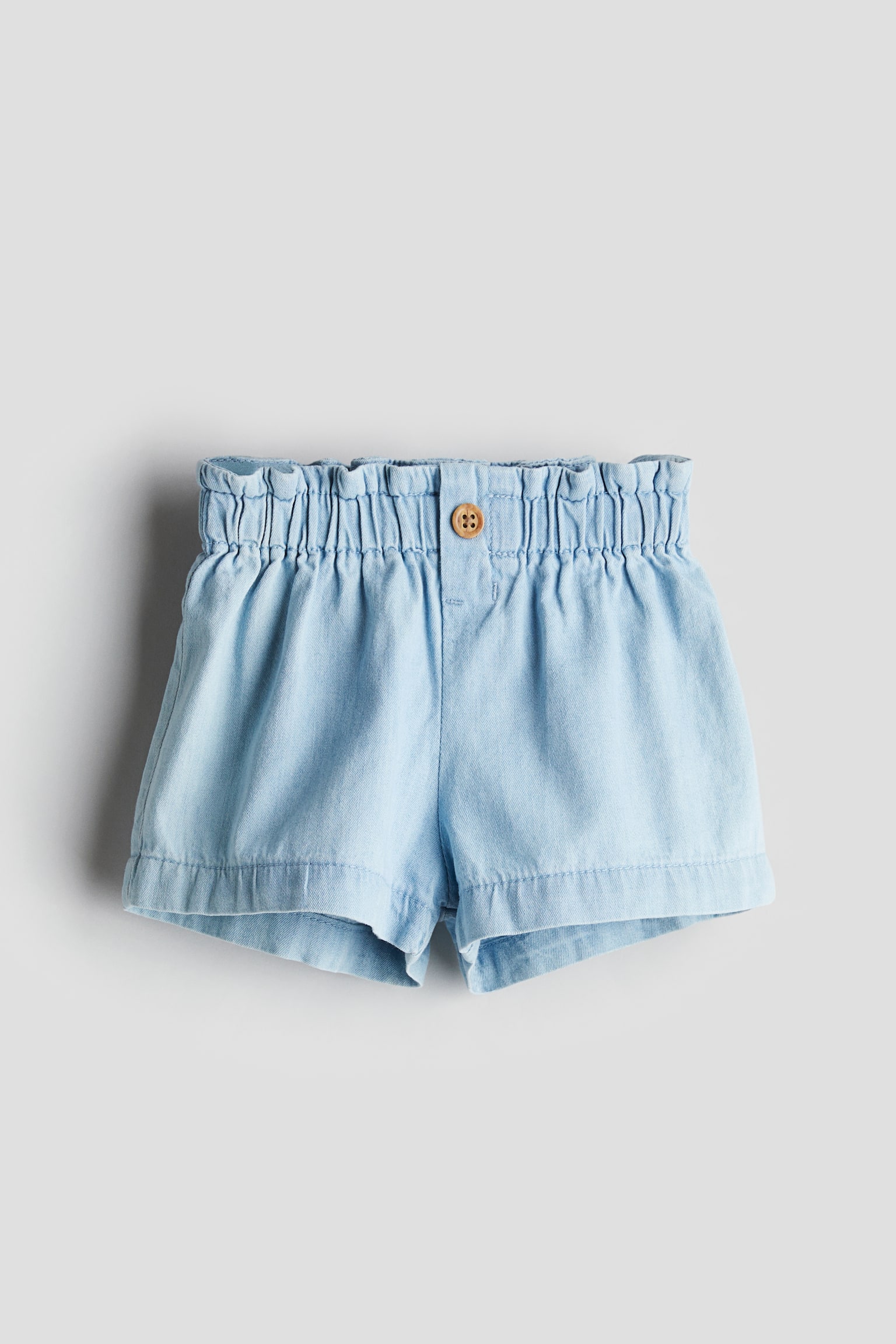 Cotton Paper Bag Shorts - Light denim blue - 1