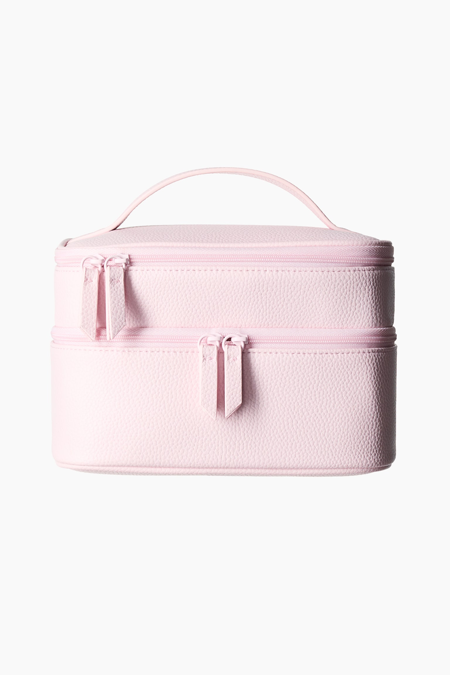 Kulturtasche mit zwei Böden - Hellrosa/Cremefarben - 1