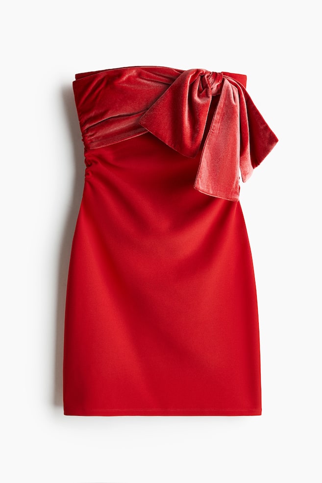 Vestido de tubo con lazo - Rojo - 1
