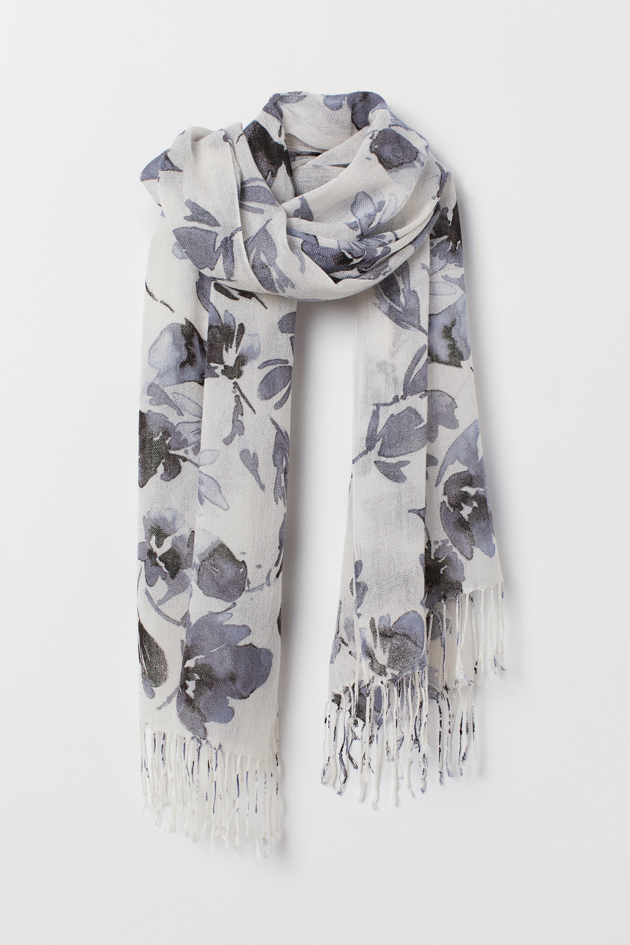 Größeres Bild ansehen: Gemusterter Schal - Weiß/Geblümt - Ladies | H&M DE 1