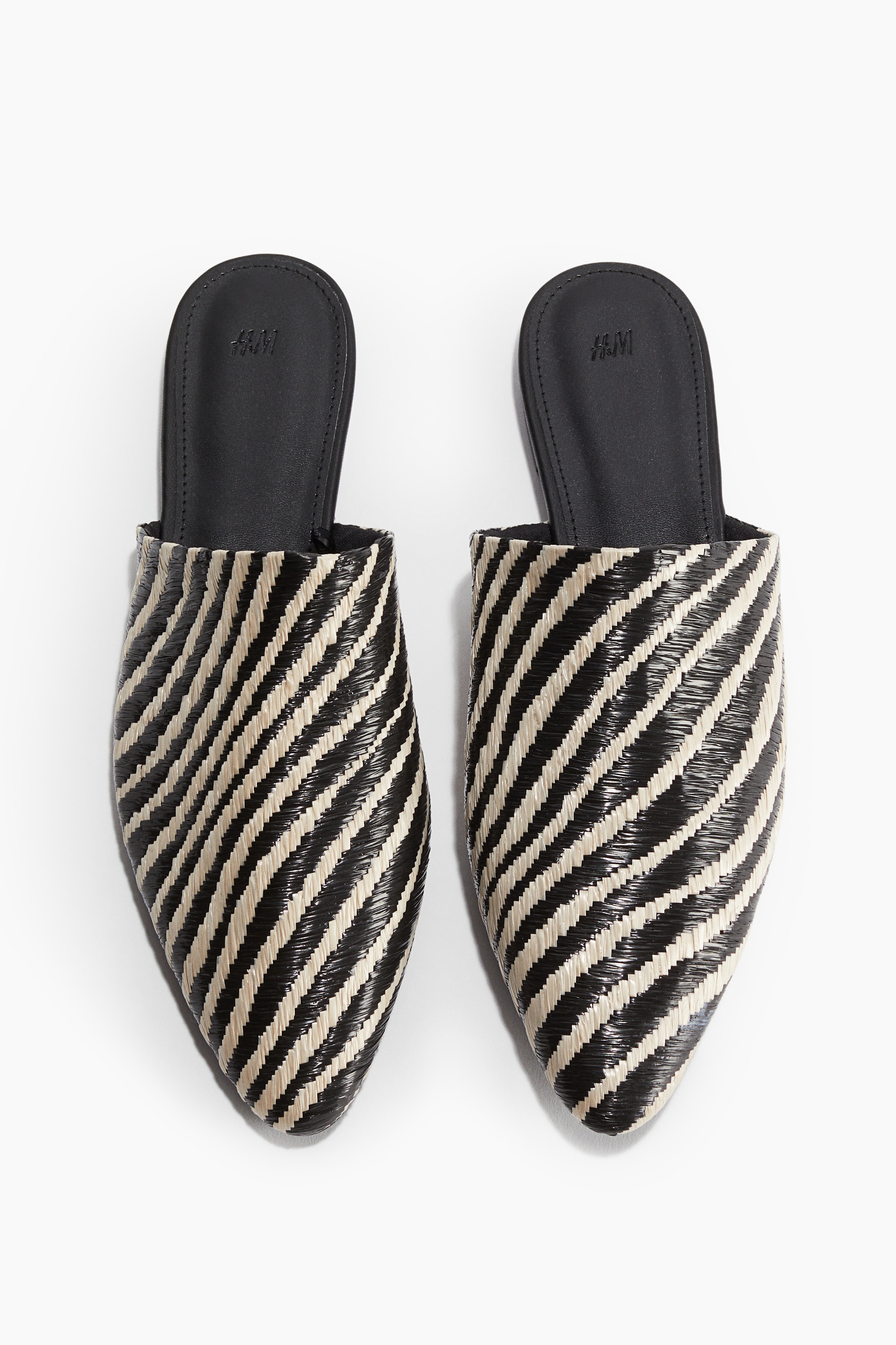 Straw mules - Black/Zebra print