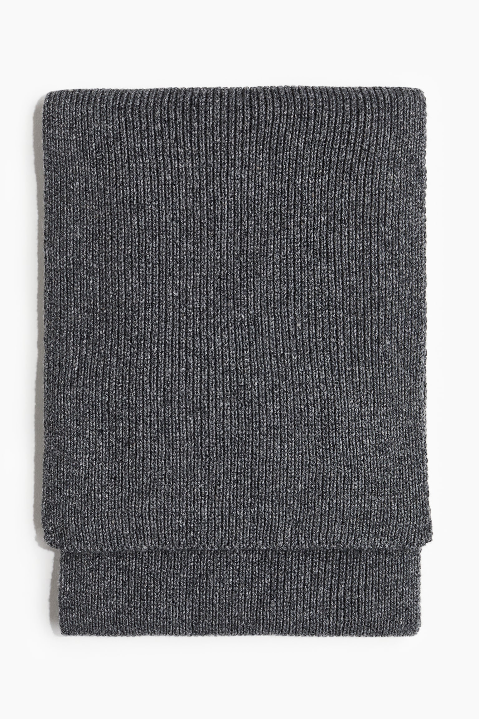 Rib-knit scarf - Dark grey/Black - 1