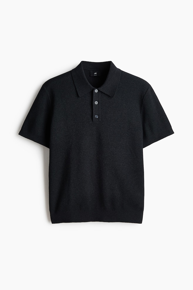Regular Fit Knitted polo shirt - Navy blue/Grey marl/Cream/Dark brown - 1