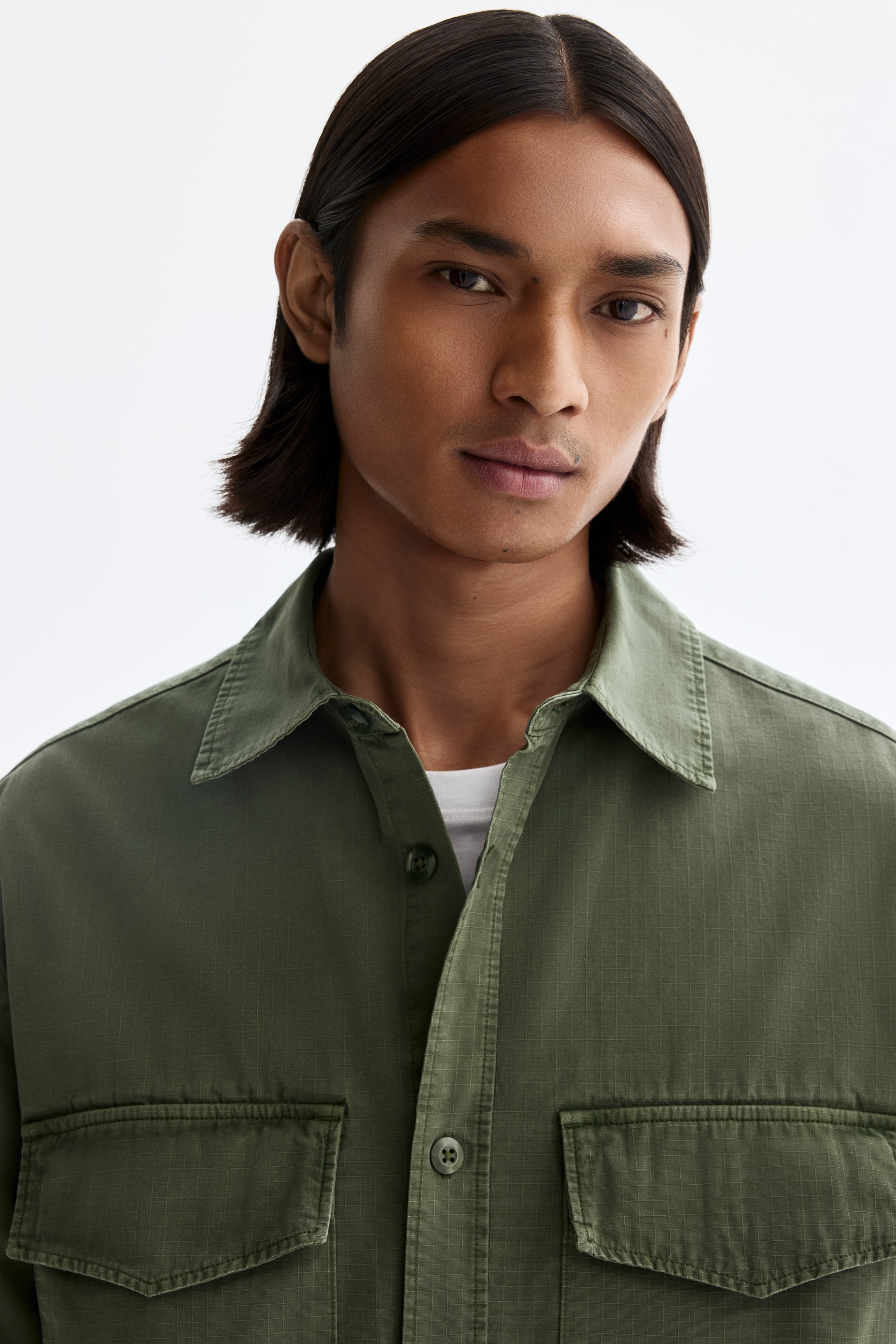 Rivet Detail Cotton Shirt With Vertical Stud Placket And Dual Chest Pockets Button Closure Regular Fit main image 1