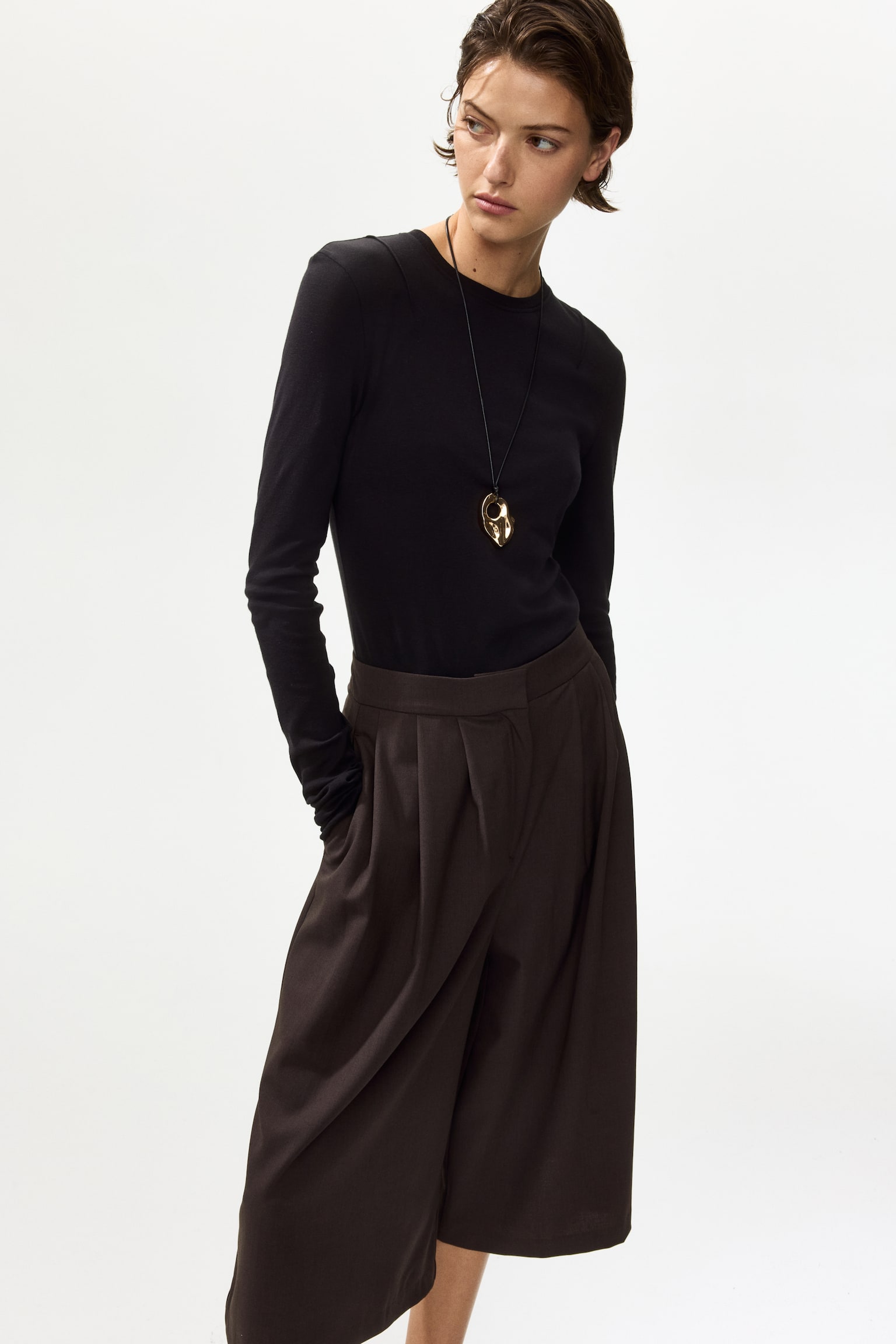 Wide culottes - Dark brown - 1