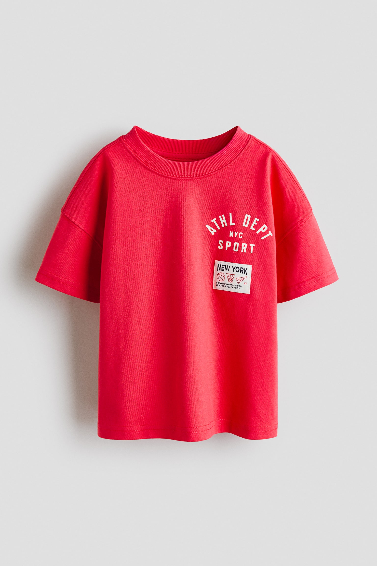 Oversized katoenen T-shirt met print - Rood/NYC Sport/Roomwit/NYC/Bleekgeel/Sardines/Lichtturkoois/Good life/Groen/Artist on duty/Ivoorwit/Sports league - 1
