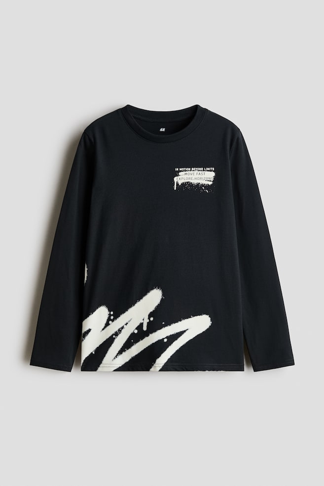 Longsleeve mit Print - Schwarz/Move fast/Grün/Gamecontroller/Cremefarben/NYC - 1