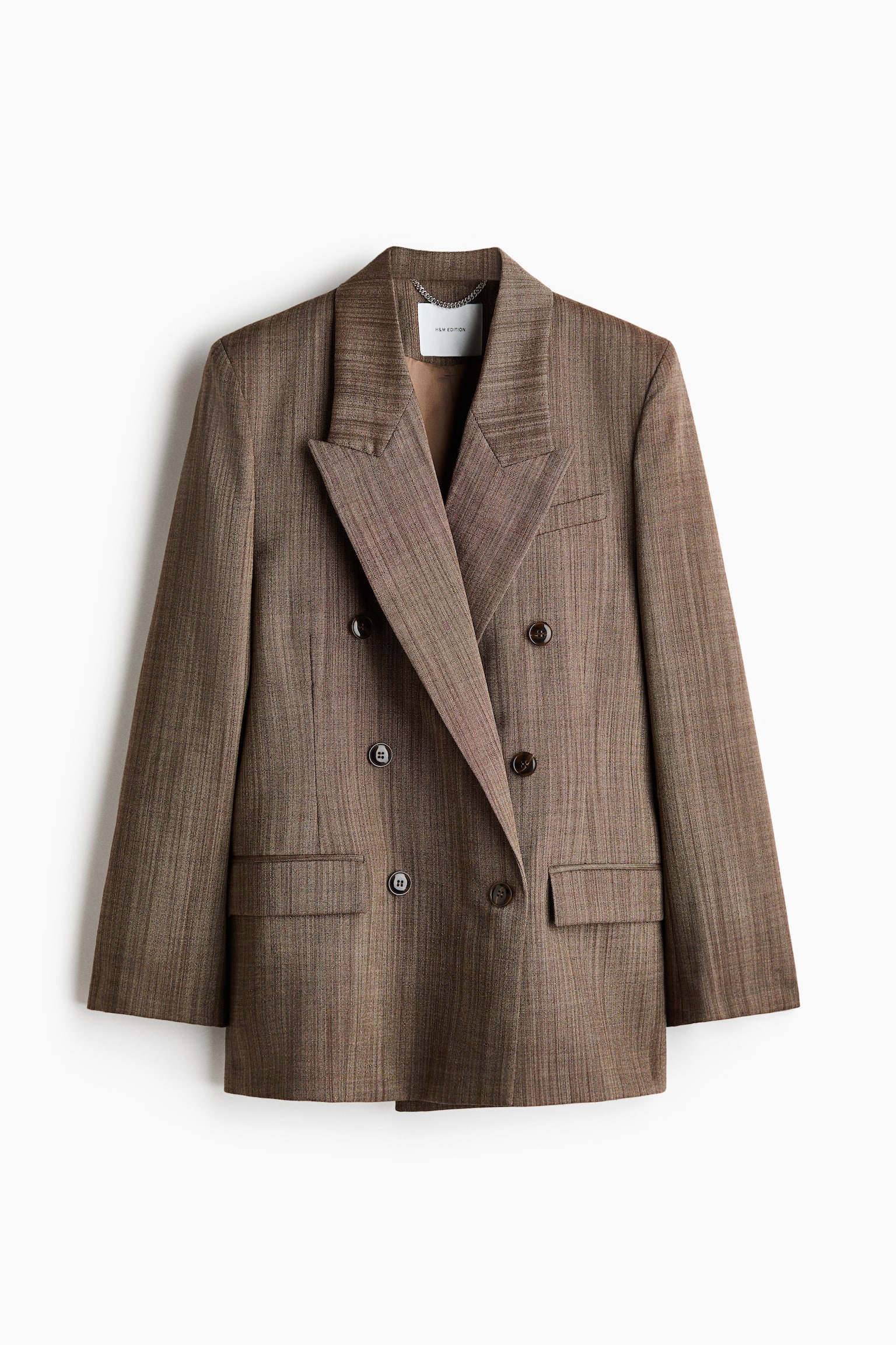 Женский пиджак H&M Double-Breasted Wool, цвет: Тёмный серо-коричневый