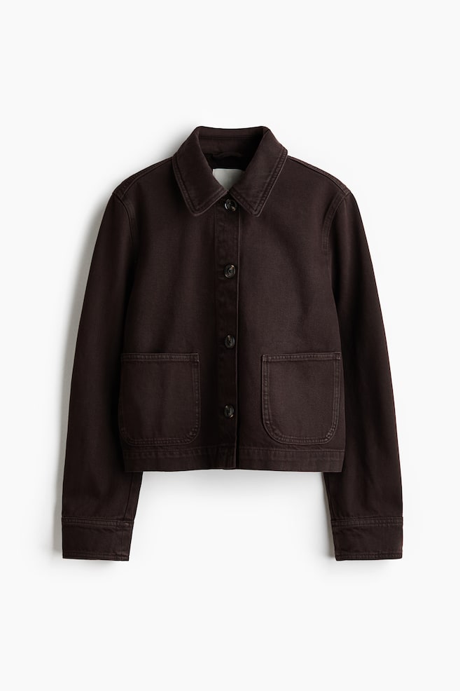 Cotton Twill Shacket - Dark brown - 1