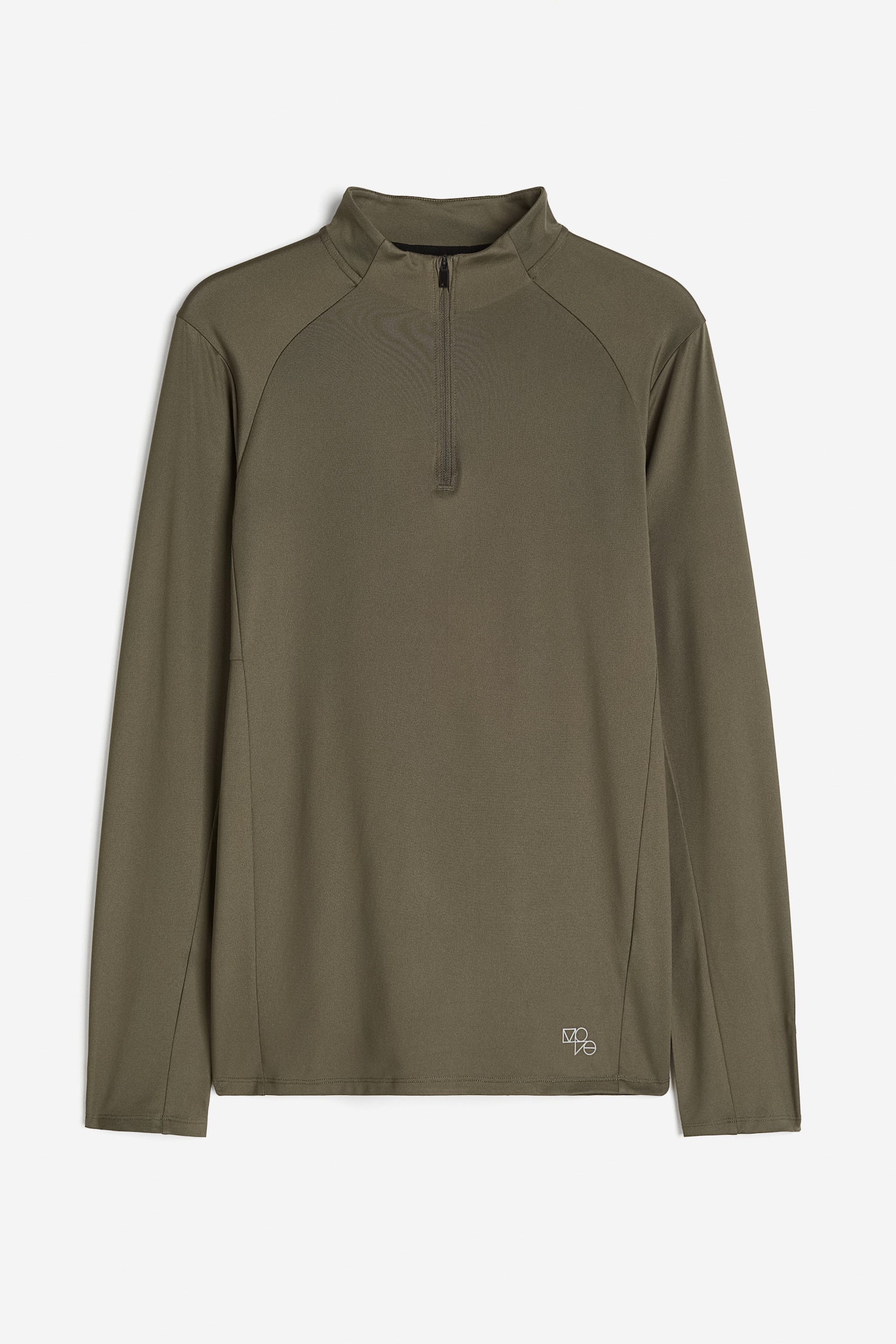 Regular Fit Zip-top sports top in DryMove™ - Khaki green/Black - 1