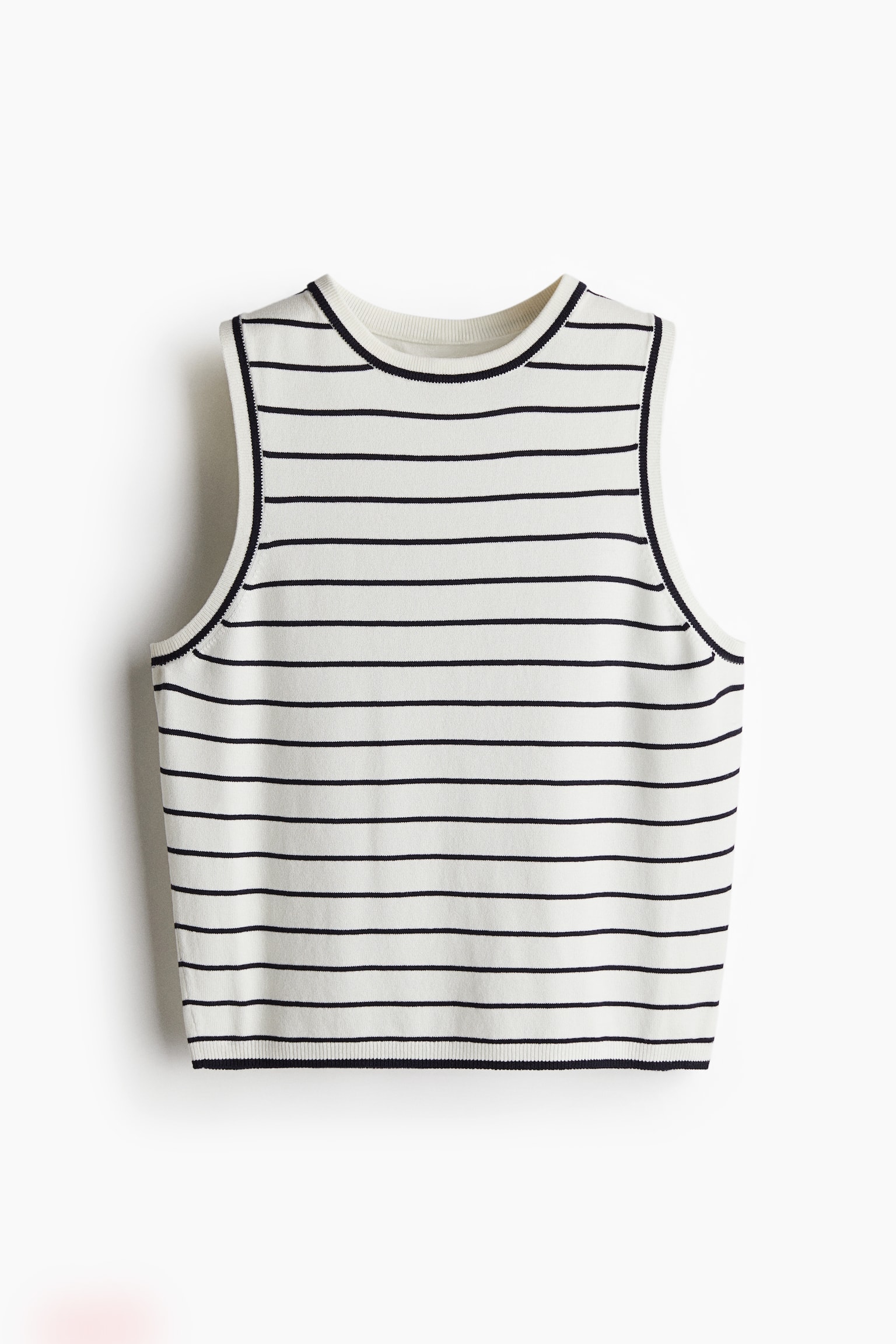 Женский жилет H&M Fine-Knit Sweater Vest, цвет: Белый / Тёмно-синий полосатый — фото 1