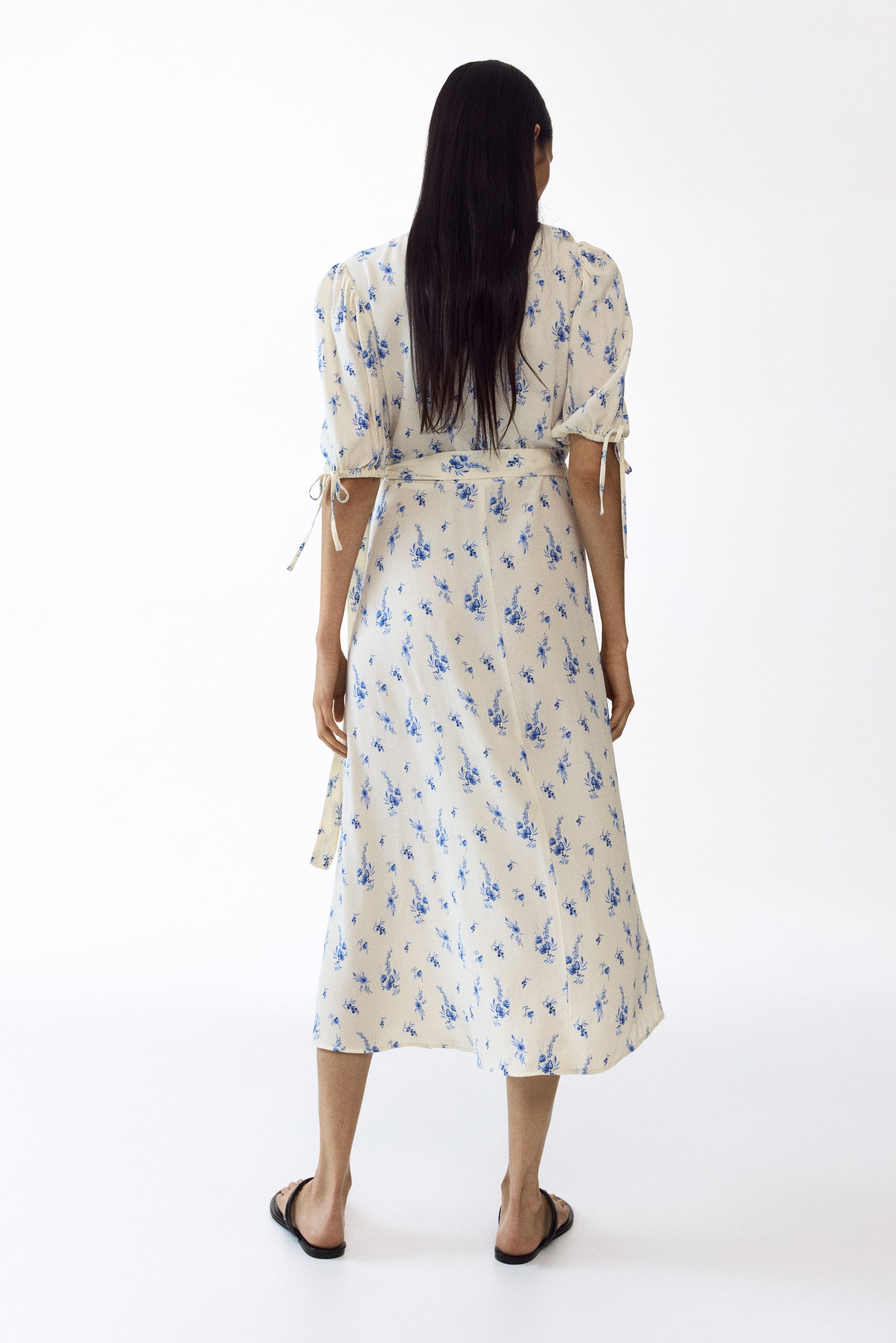 MAMA Robe portefeuille avec manches bouffantes