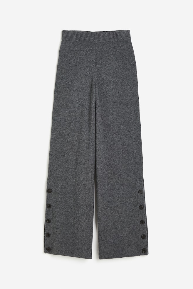 Pantalon en laine avec boutons - Gris foncé chiné - 1