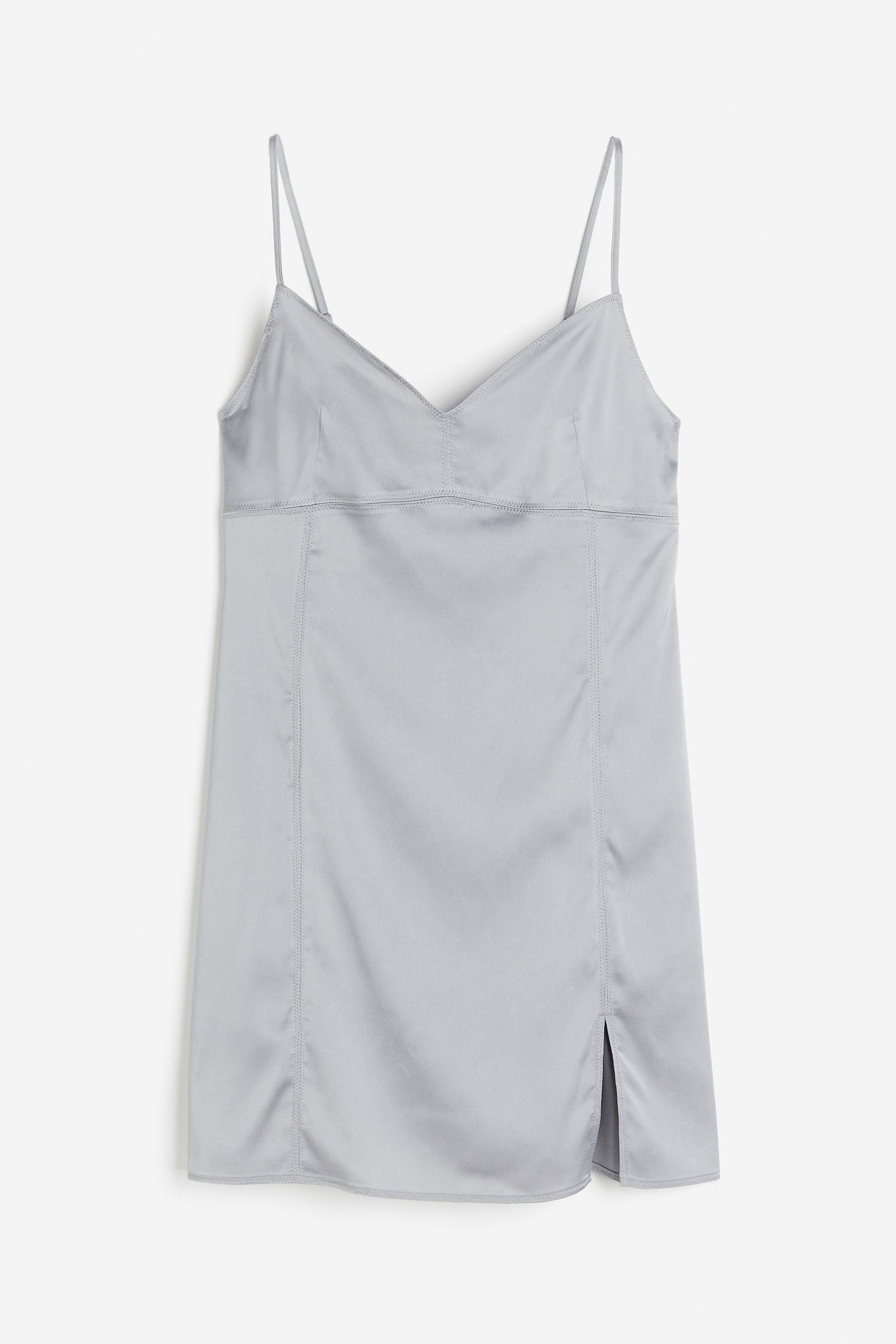 Satin Slip Nightie - Light grey/Black - 1