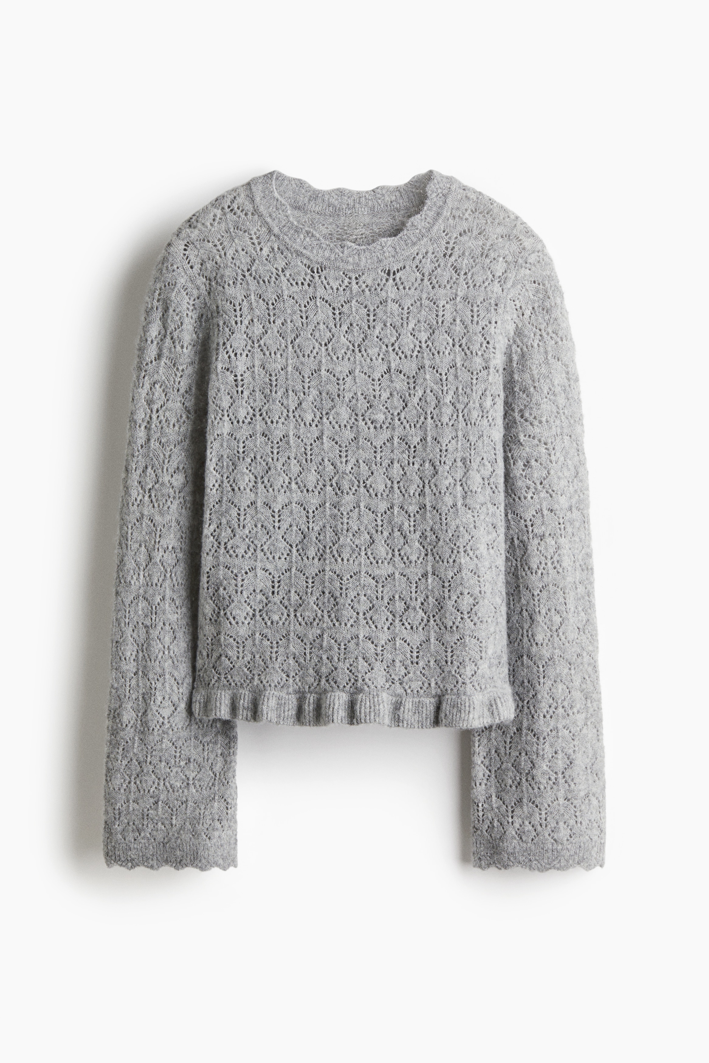 Pointelle-knit jumper - Grey/Light beige