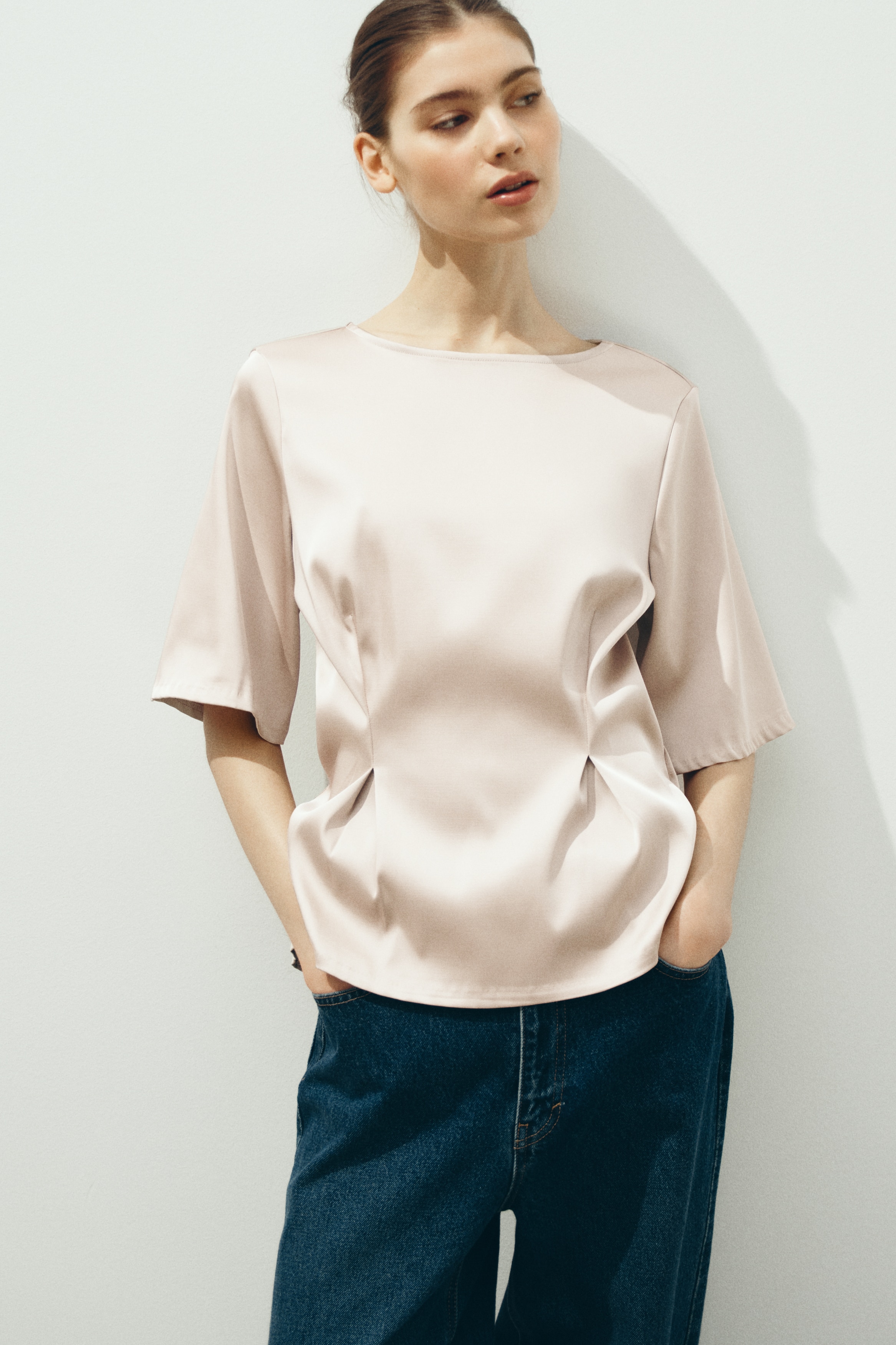 Blouse cintrée - Beige clair