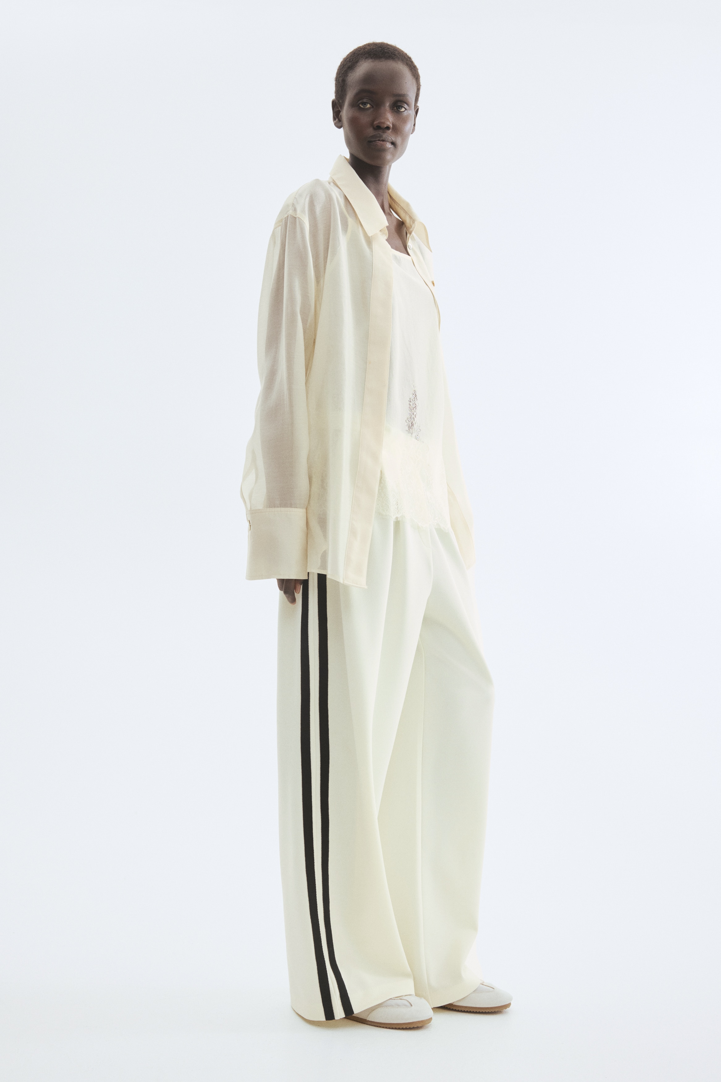 Pantalone elegantnog kroja od žerseja - Krem