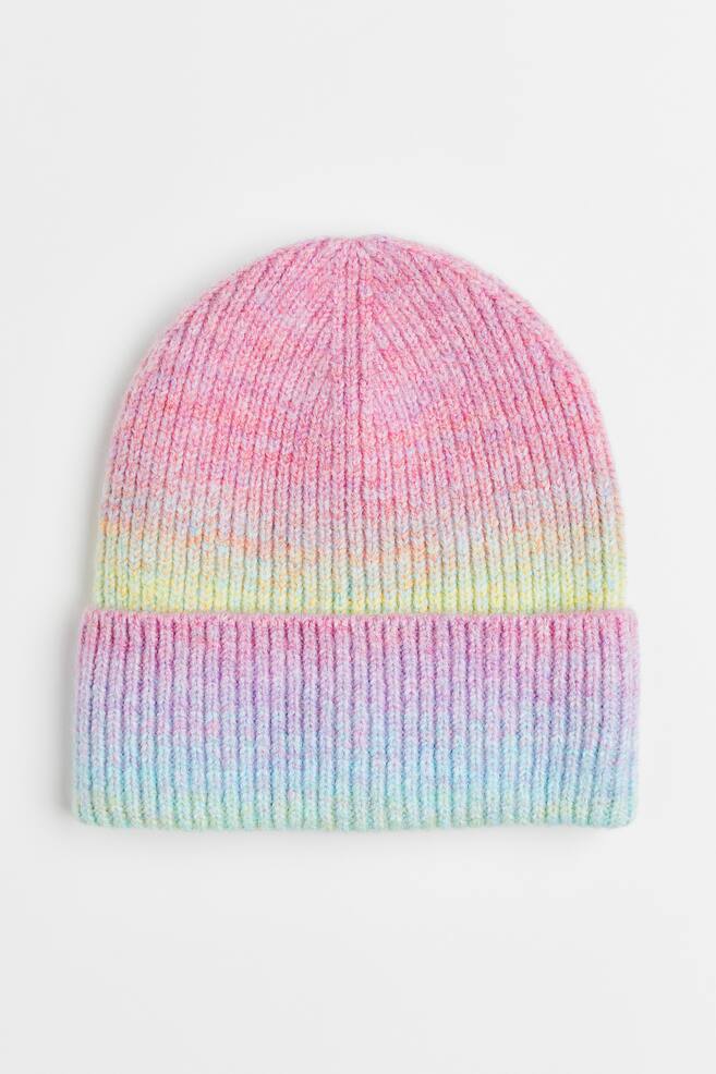 Rib-knit hat - Purple/Pink/Pink/Neon green/Black