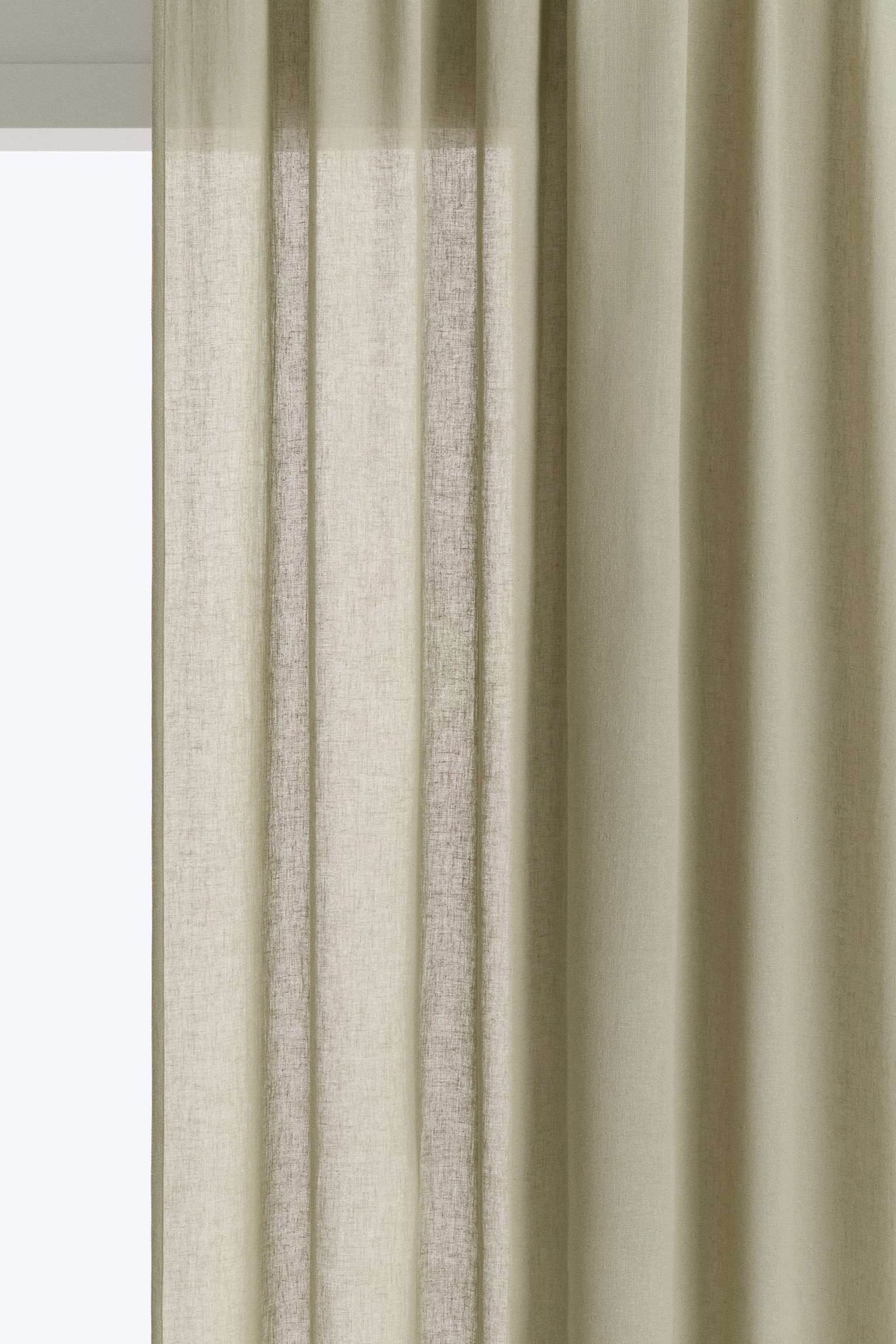 Tende lunghe in misto lino 2 pezzi - Verde salvia/Bianco/Beige/Beige/Azzurro