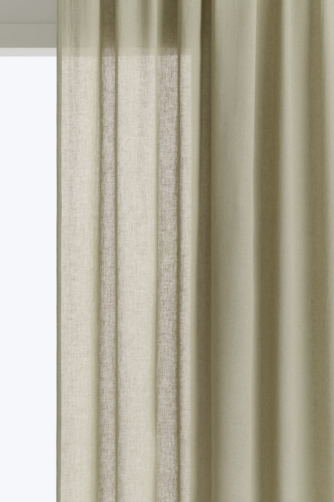 2-Pack Long Linen-Blend Curtain Panels - Sage green/Gray/Beige/Beige/White - 1
