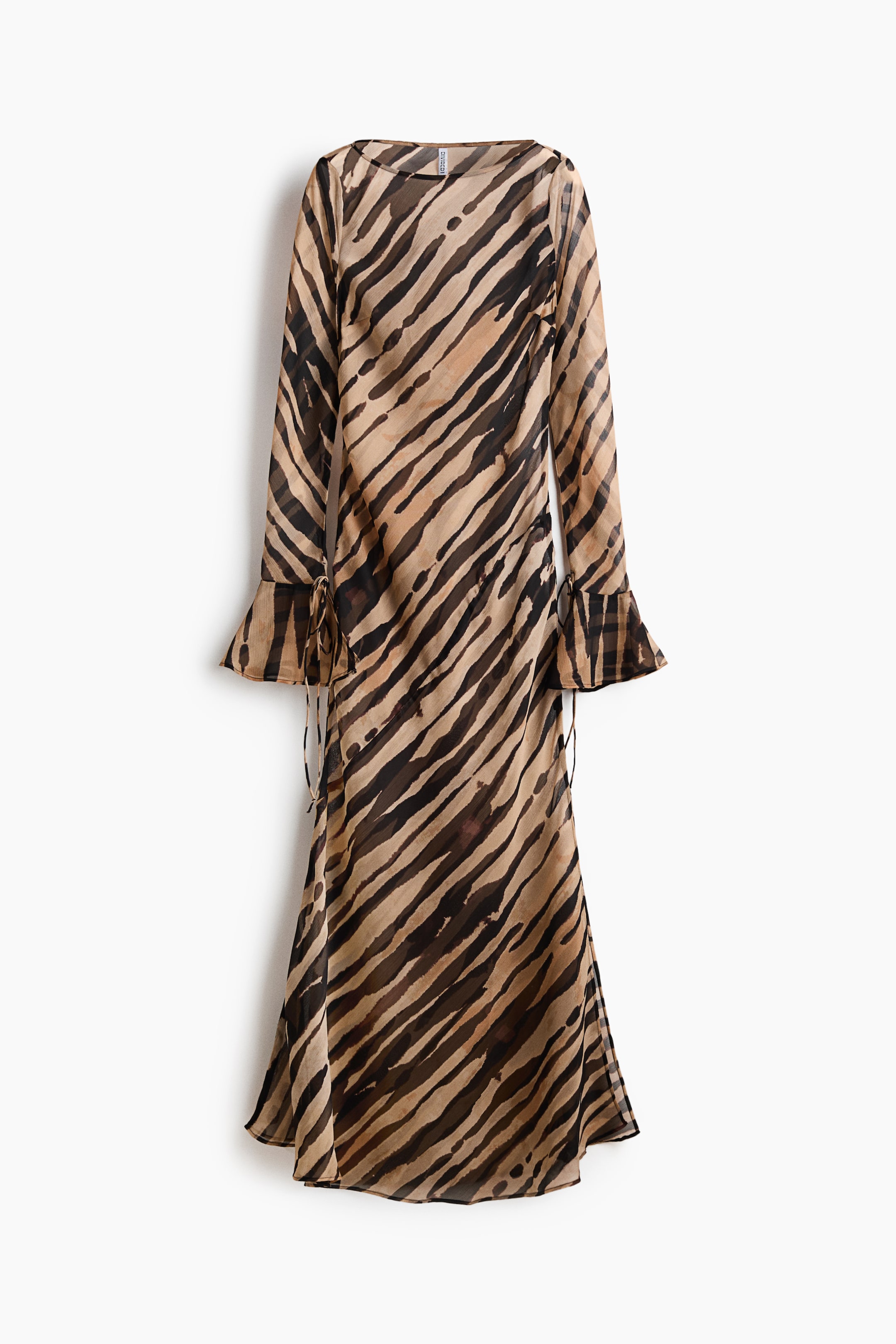 View larger image: Tie-detail chiffon dress - Dark brown/Zebra print - Ladies | H&M 1