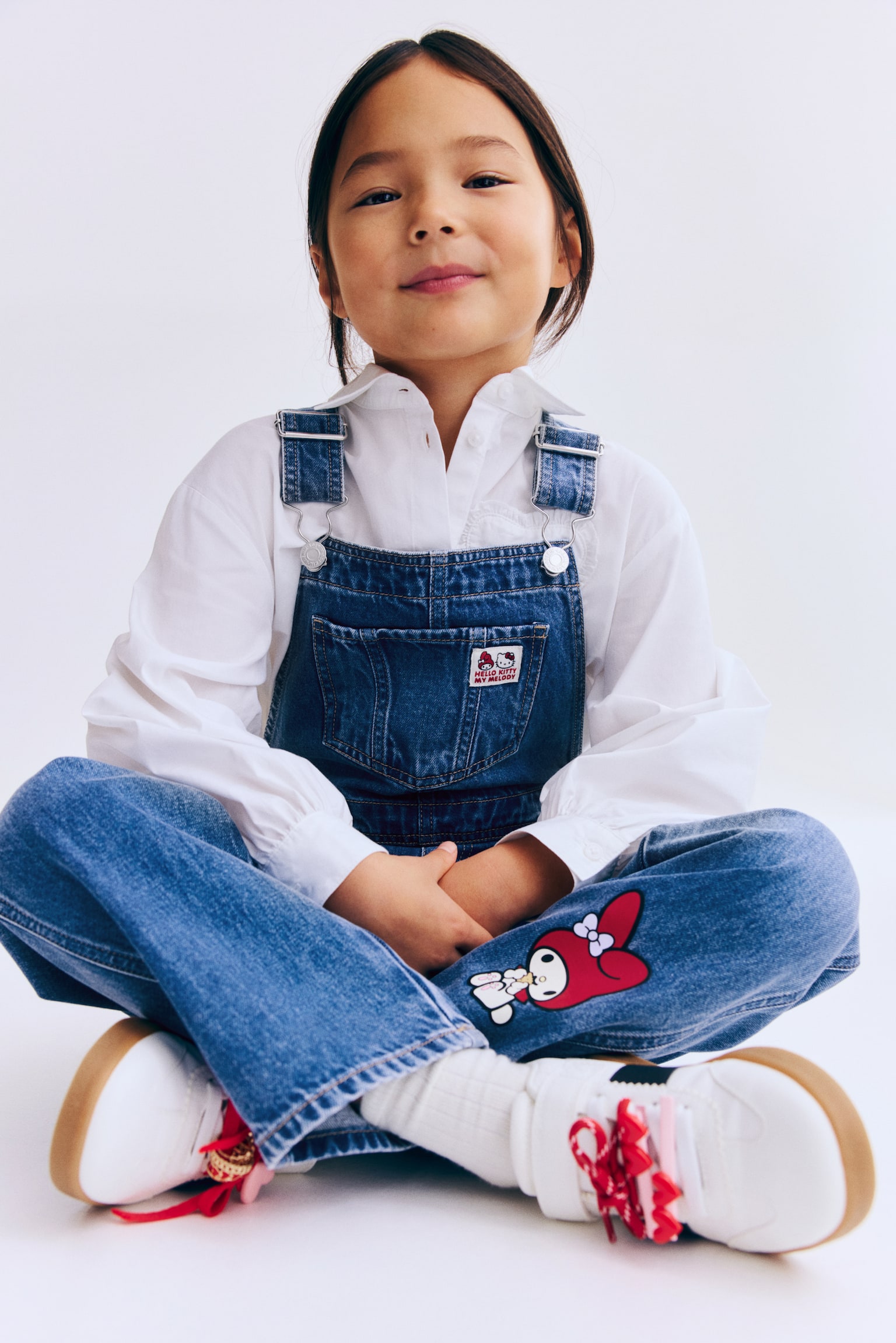 Printed denim dungarees - Denim blue/Hello Kitty - 6