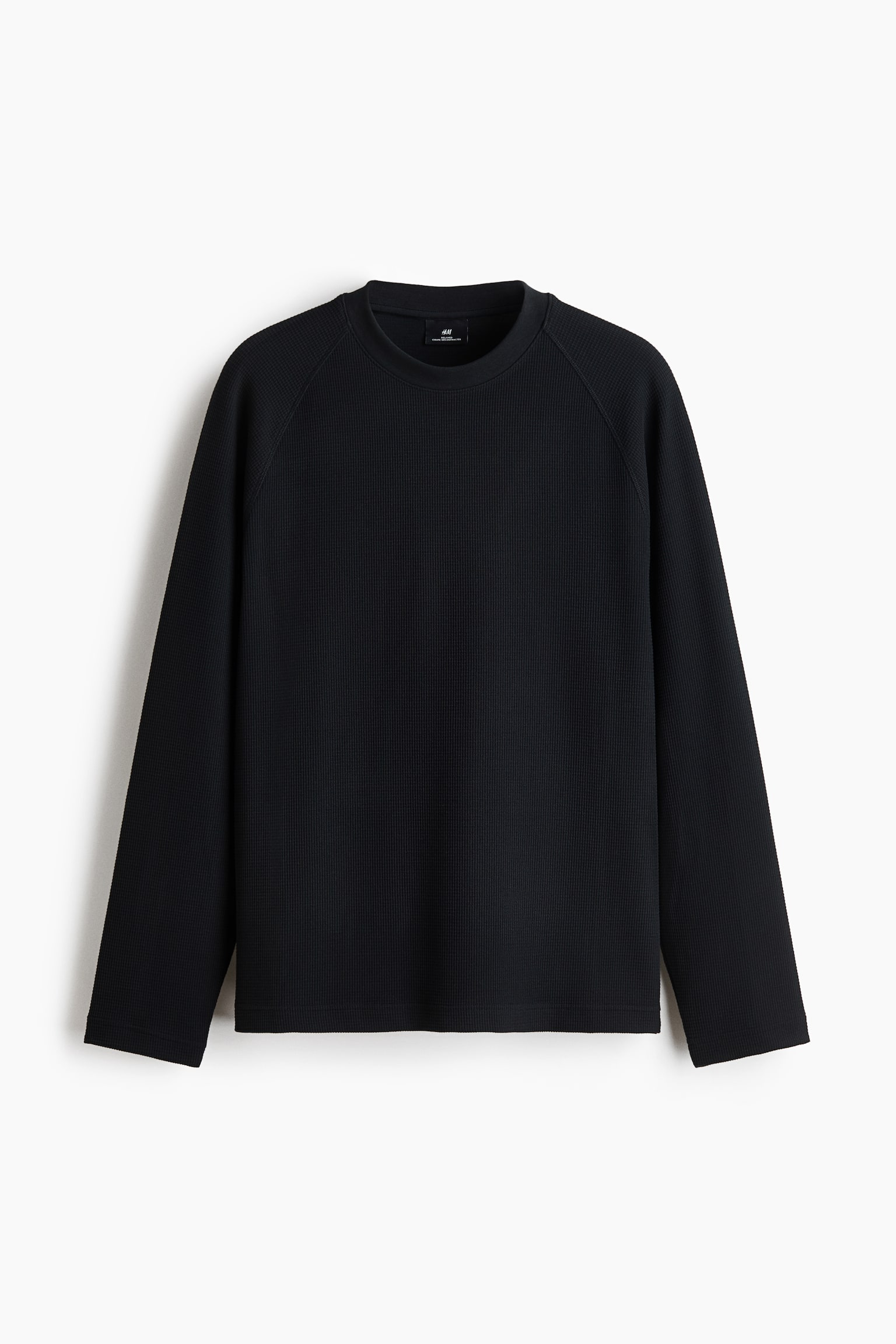 Мужская футболка H&M Relaxed-Fit Long-Sleeved, цвет: Чёрный — фото 1
