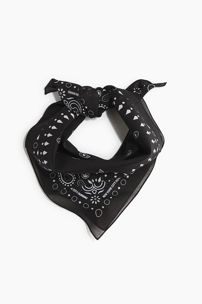Foulard de running en coton - Noir/motif paisley - 1