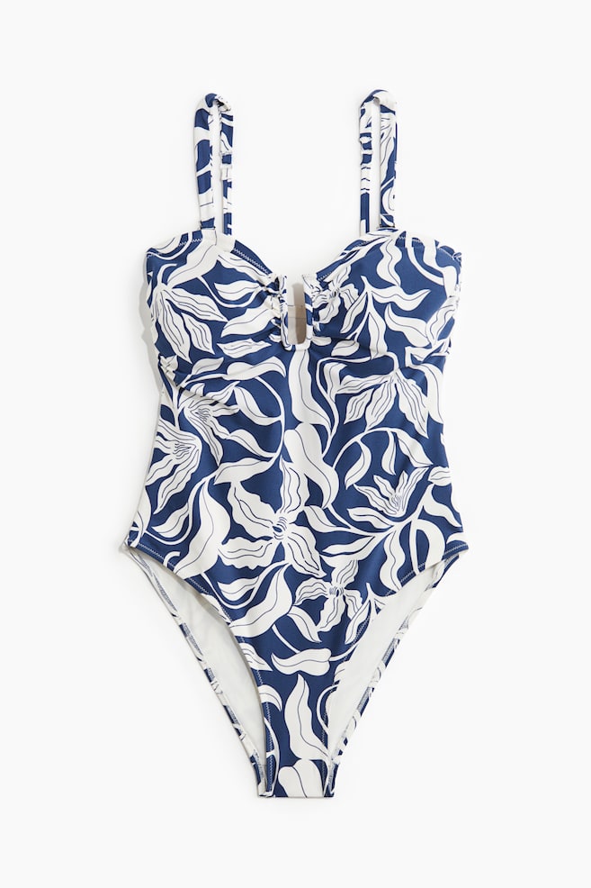 Bandeaubadpak met padded cups - Blauw/dessin/Blauw/Zwart - 1