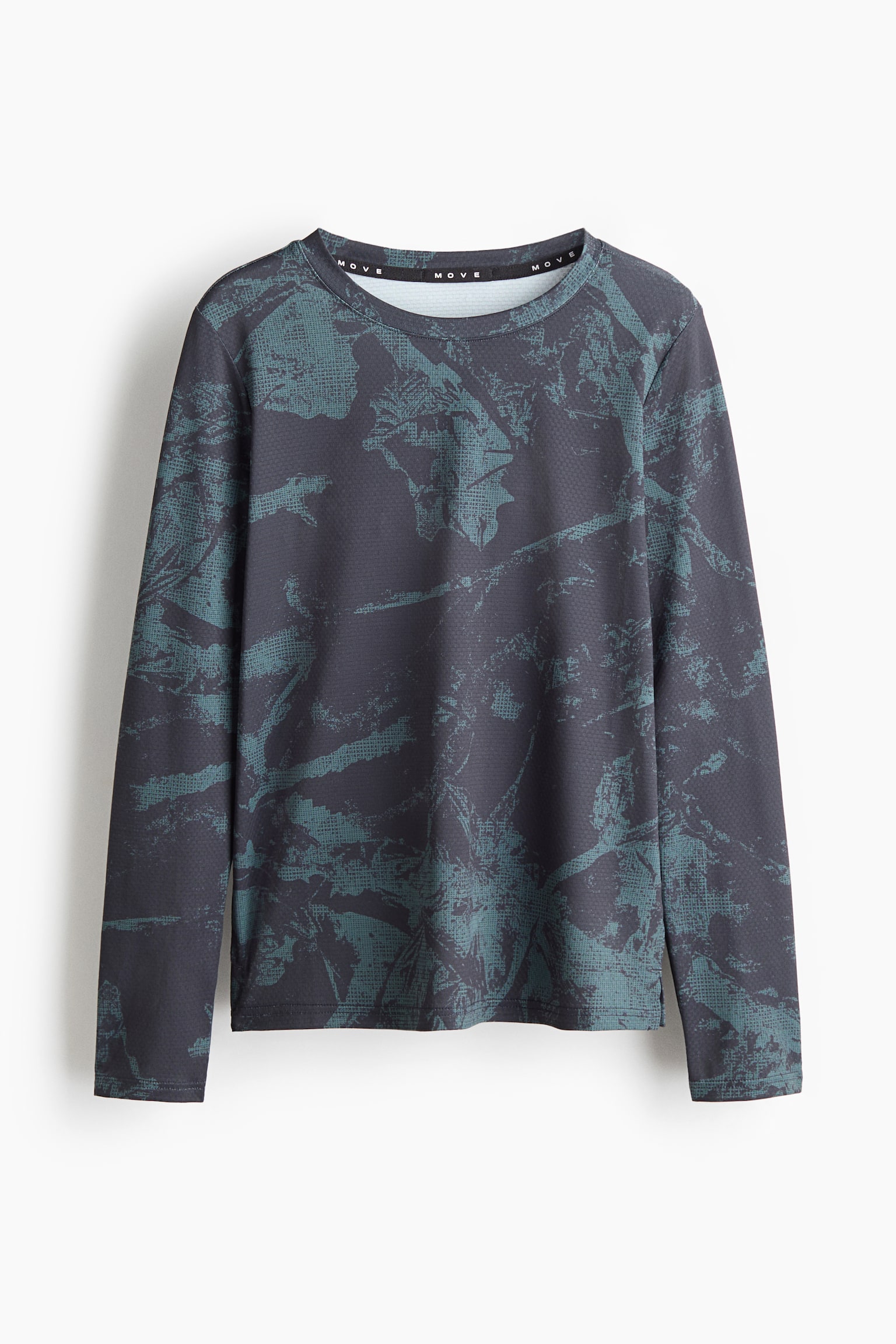 Long-Sleeved Sports Shirt with DryMove™ - Teal/patterned