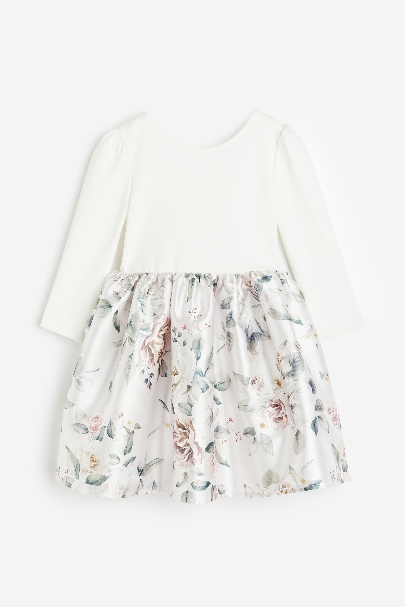 Bow-detail dress - White/Floral - 1