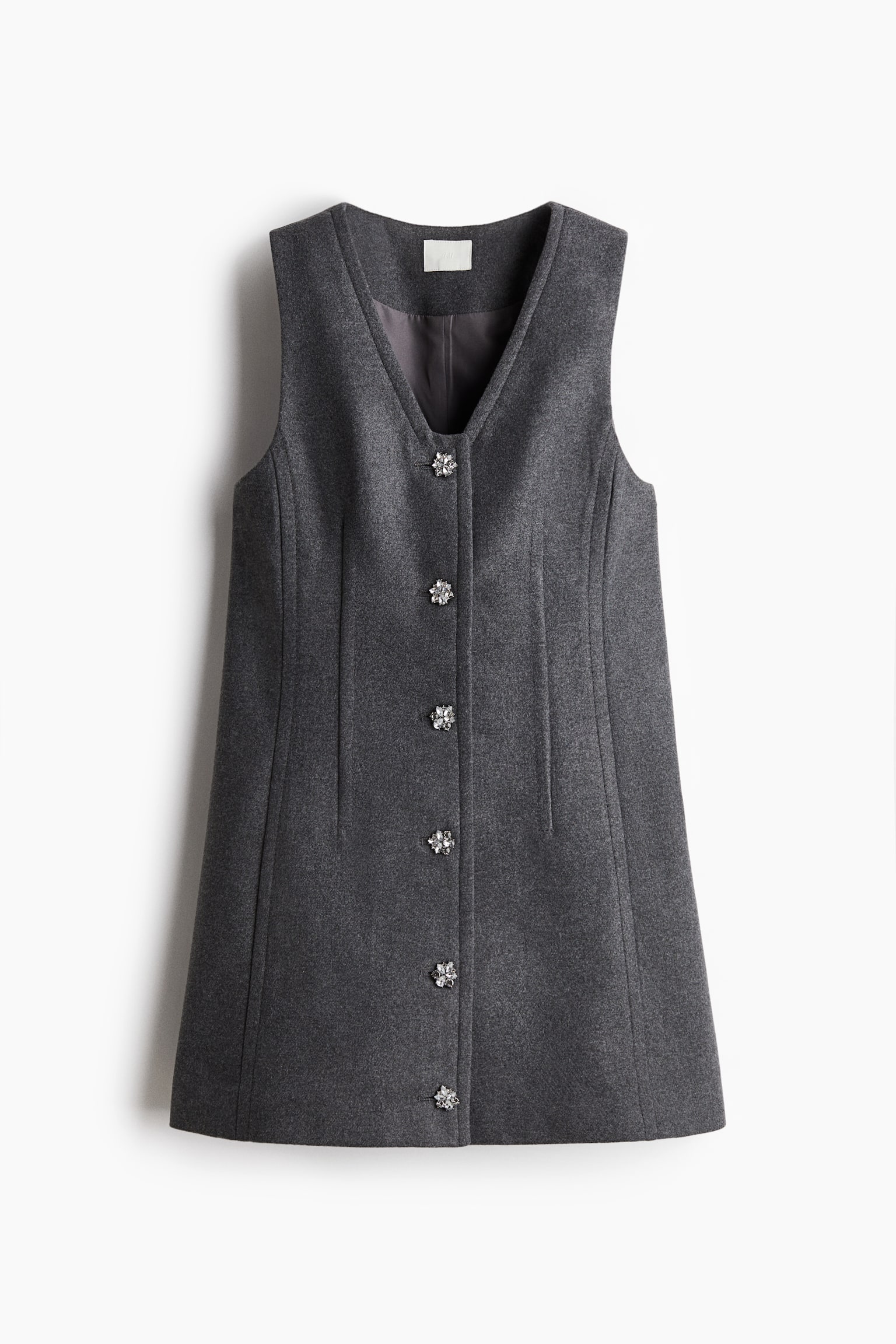 Женское платье H&M Rhinestone-Button, цвет: Тёмный серый меланжевый — фото 1