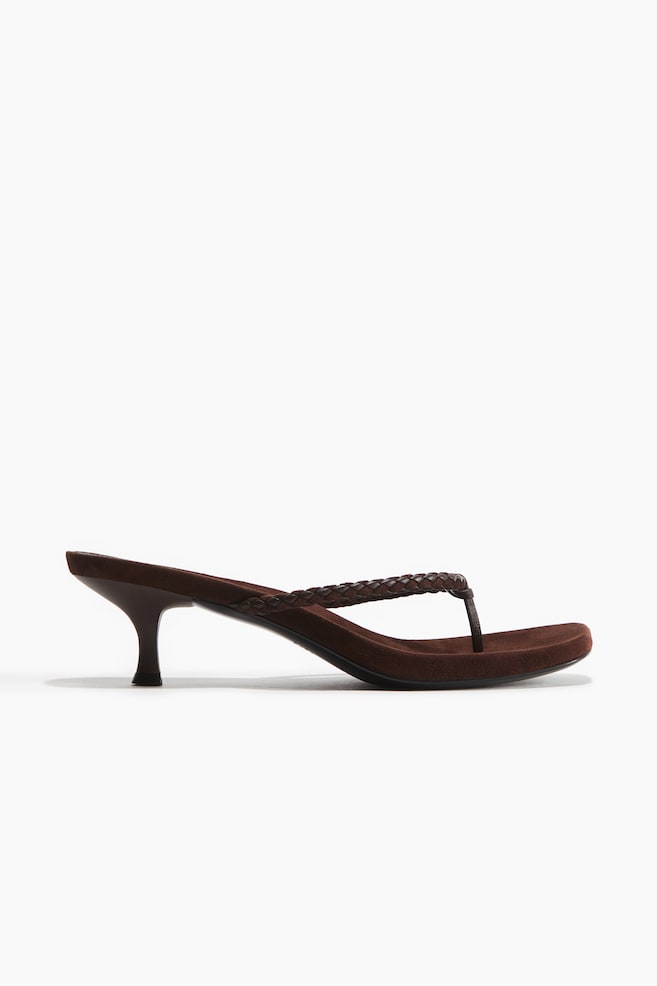 Heeled suede sandals - Dark brown/Black - 1