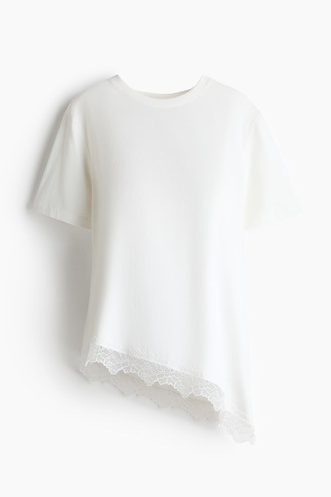 MAMA Lace-Trimmed T-Shirt - White - 1