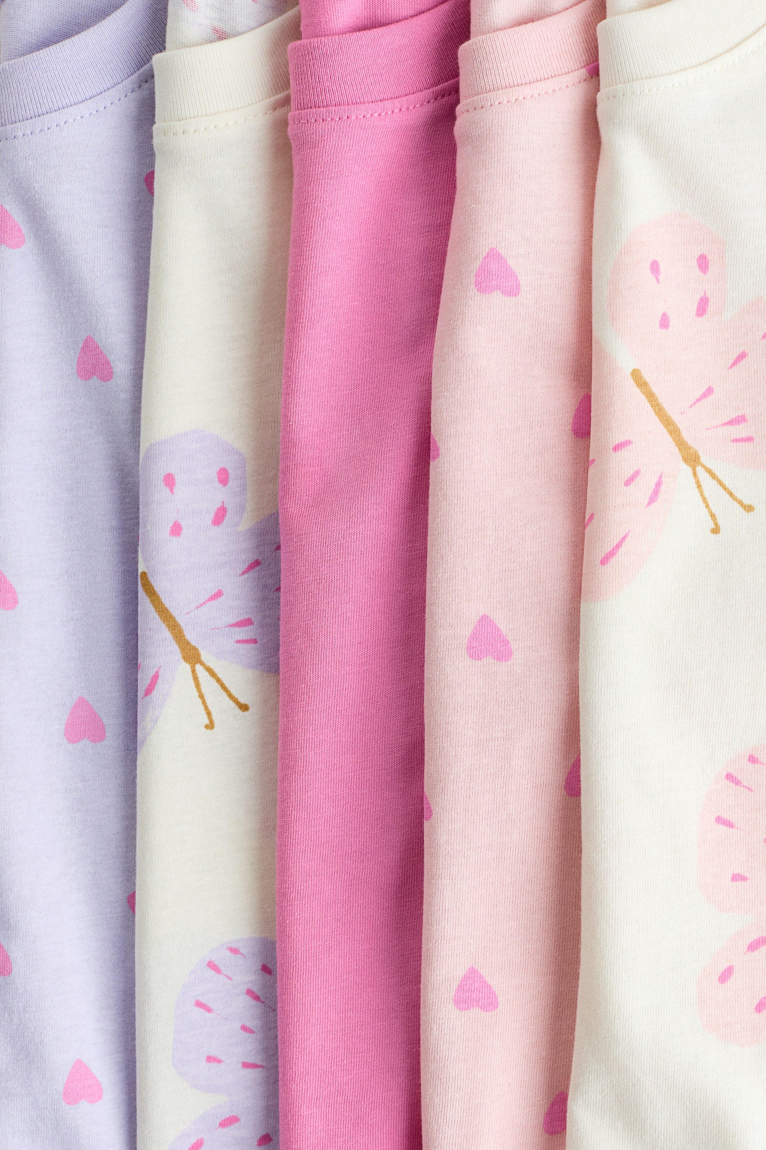5-pack cotton T-shirts - Pink/Patterned/Light pink/Horses/Pink/Unicorn/Light pink/Strawberries - 2