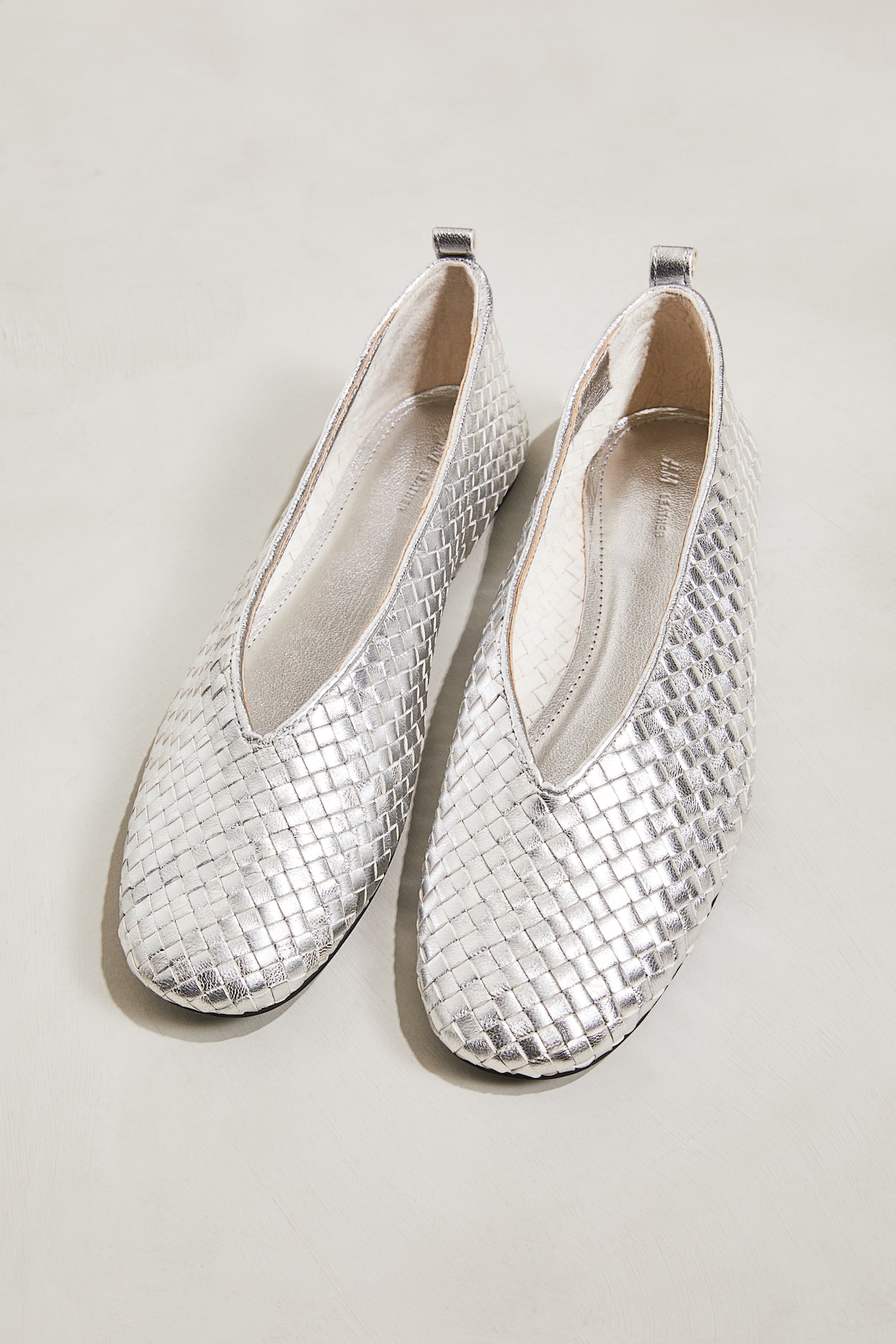 Braided leather ballet pumps Silver-coloured Ladies H&M IN