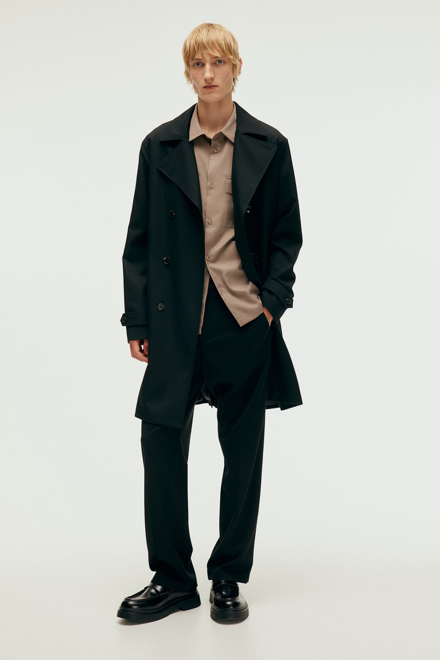 Regular Fit Trench coat - Black - 3