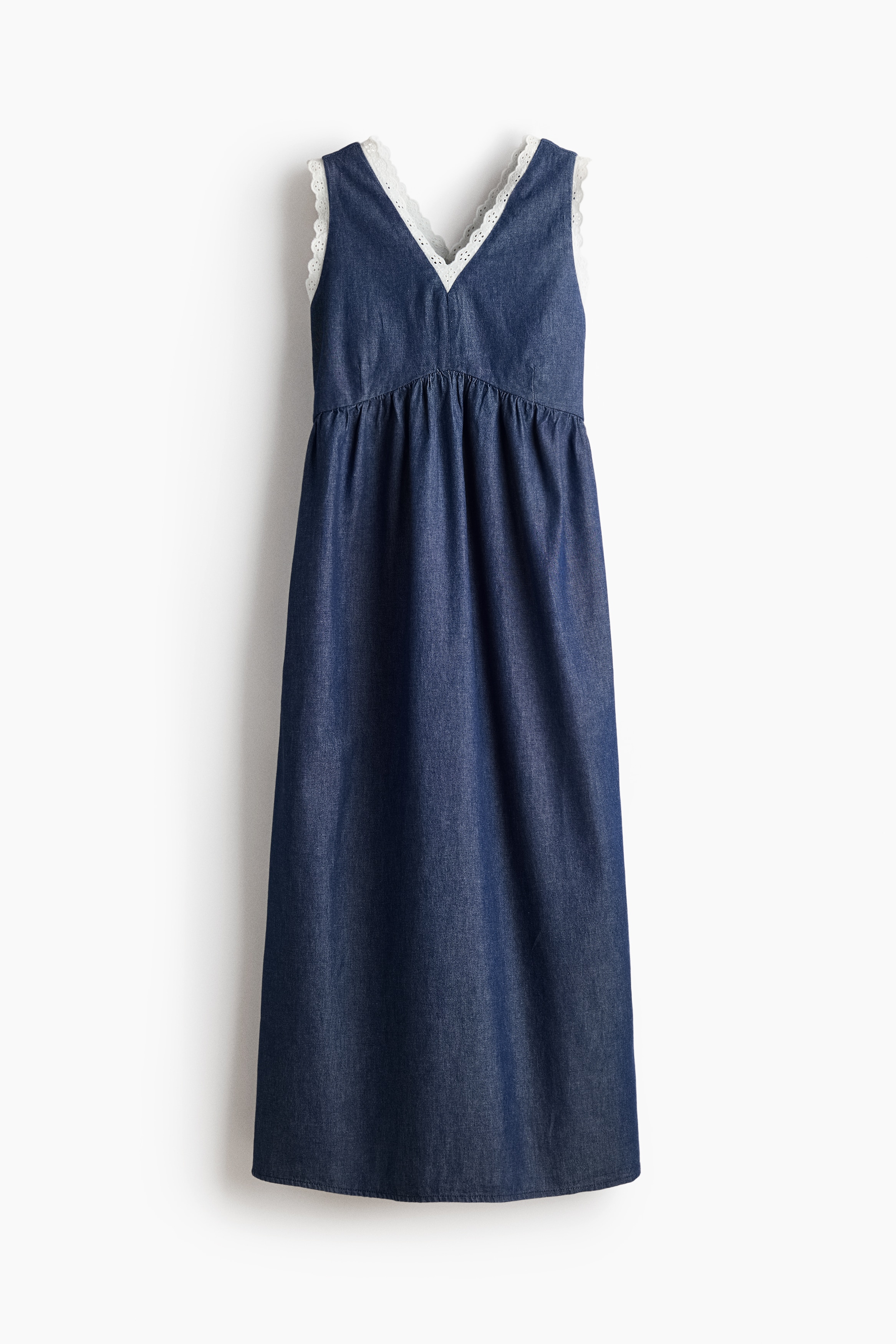 Váy denim viền ren-Màu xanh denim đậm