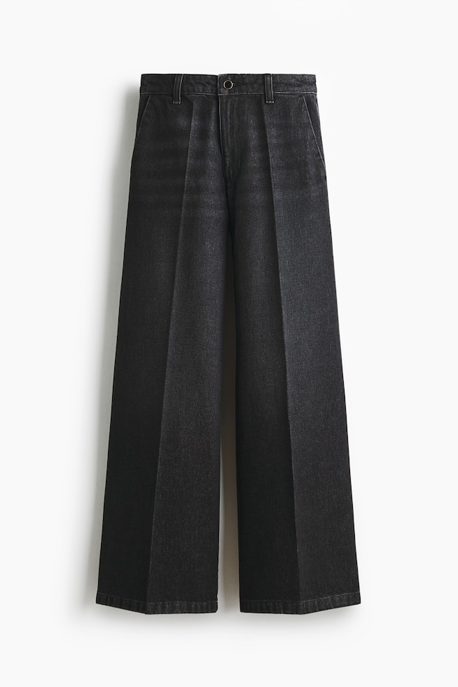 Super Wide High Jeans - Nero lavato/Blu denim - 1