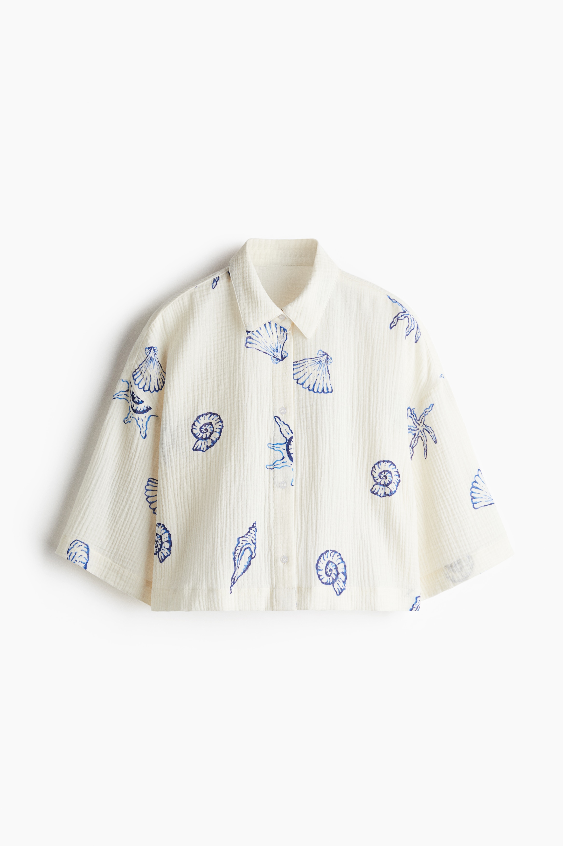 Camicia da mare in mussola - Crema/conchiglie