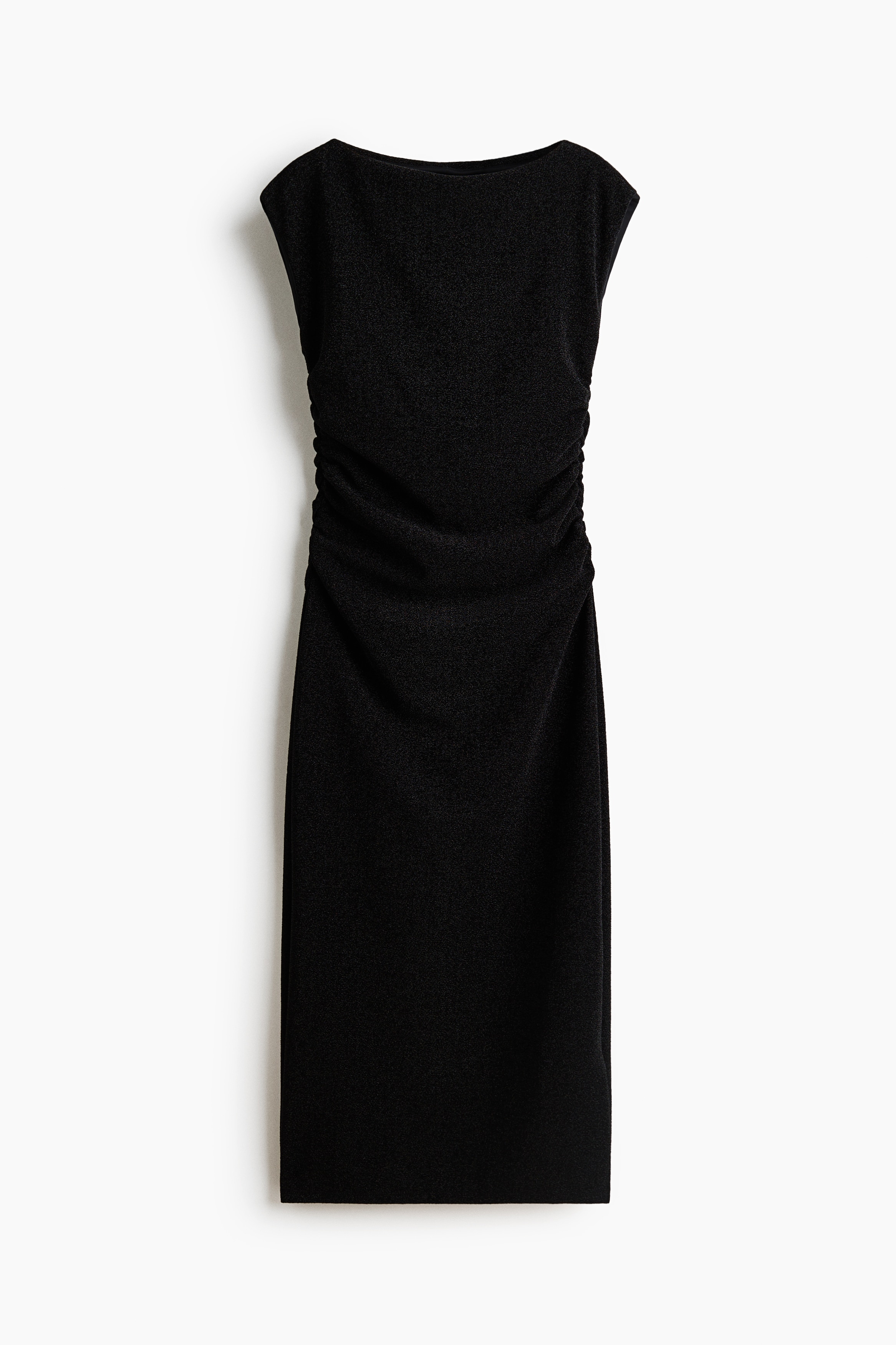 Glittery boat-neck dress - Black/Dark brown marl