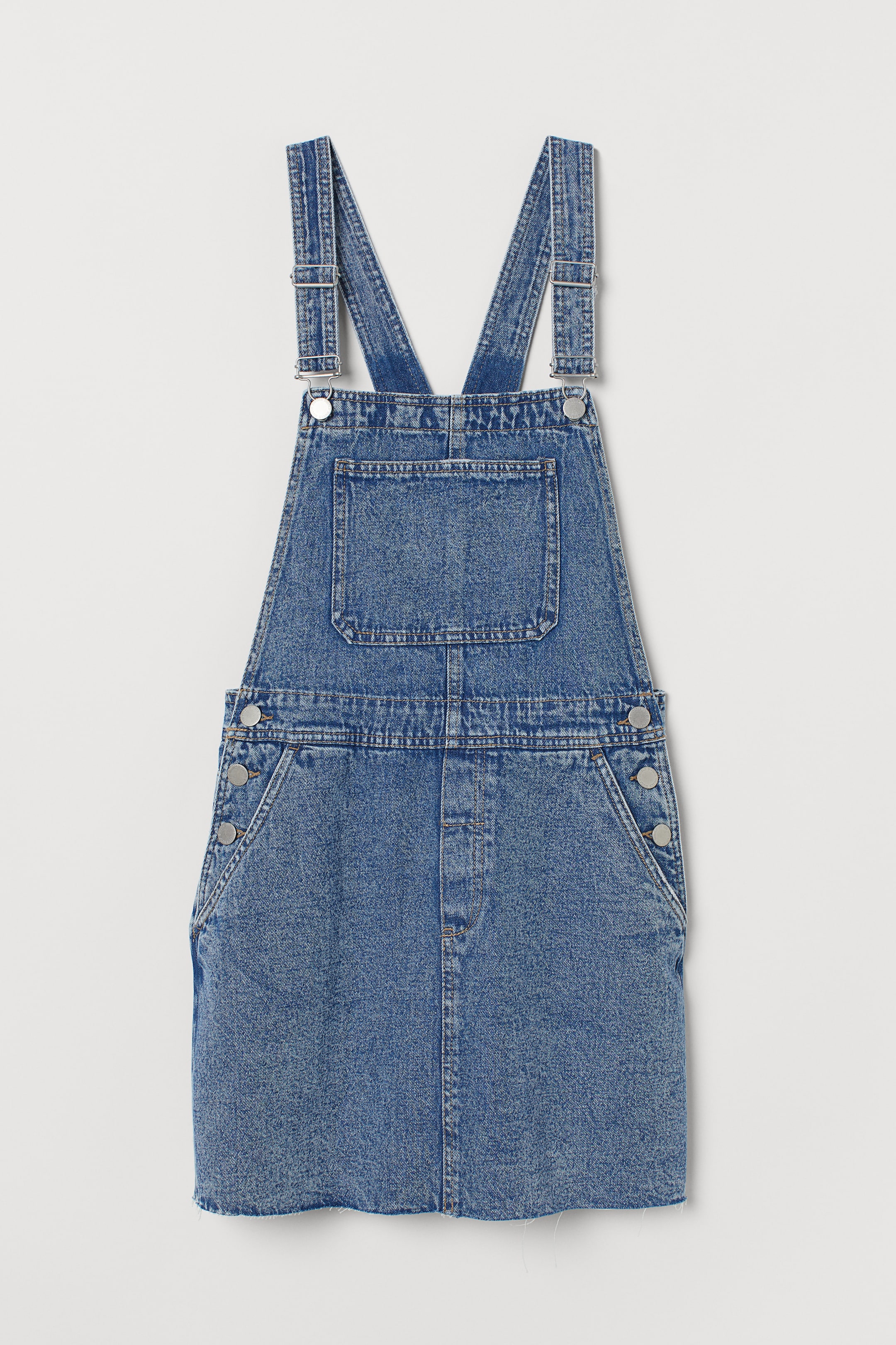 Denim dungaree dress - Sleeveless - Short - Denim blue - Ladies | H&M GB