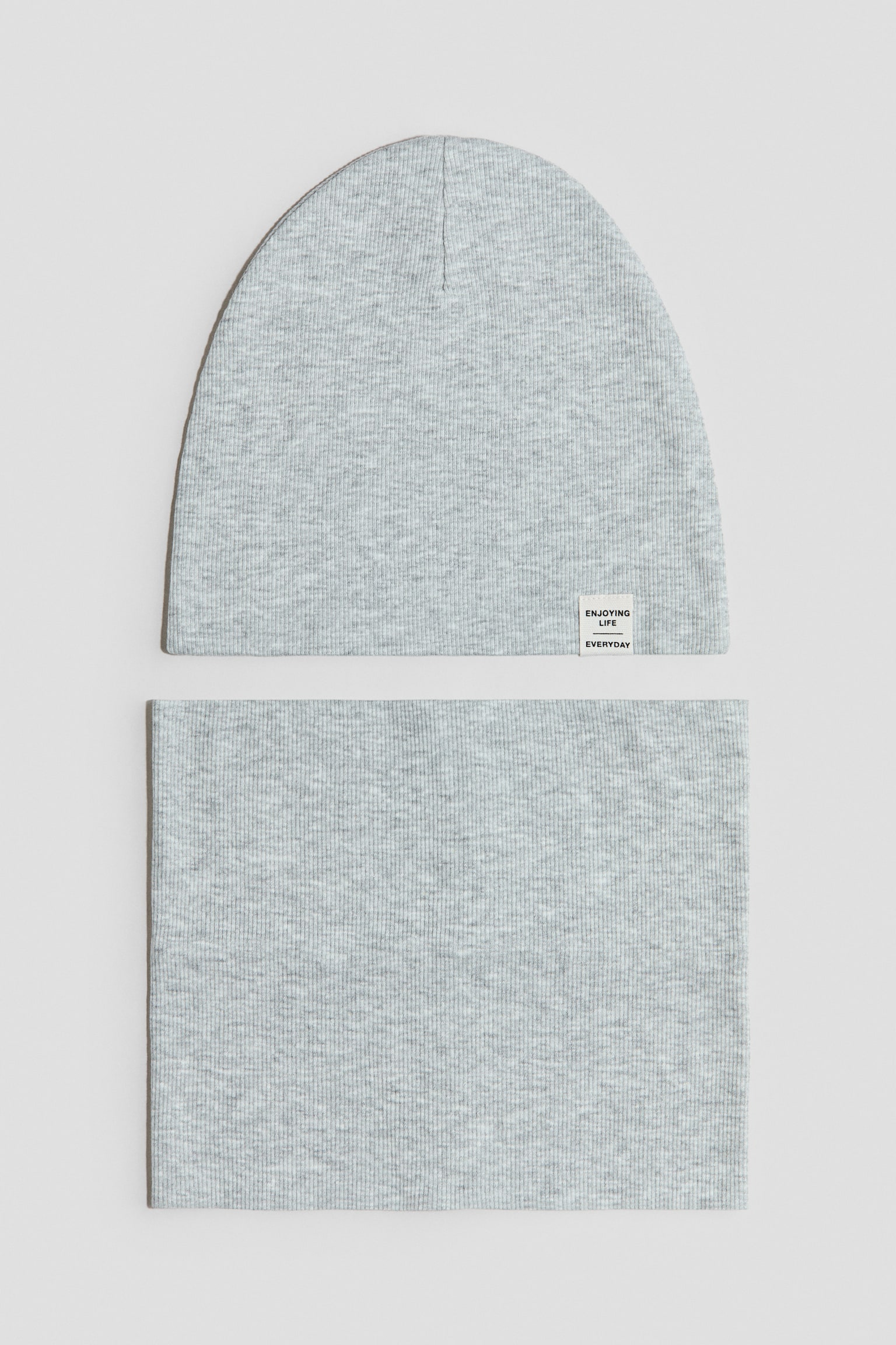 2-teiliges Set mit Beanie und Schlauchschal - Graumeliert