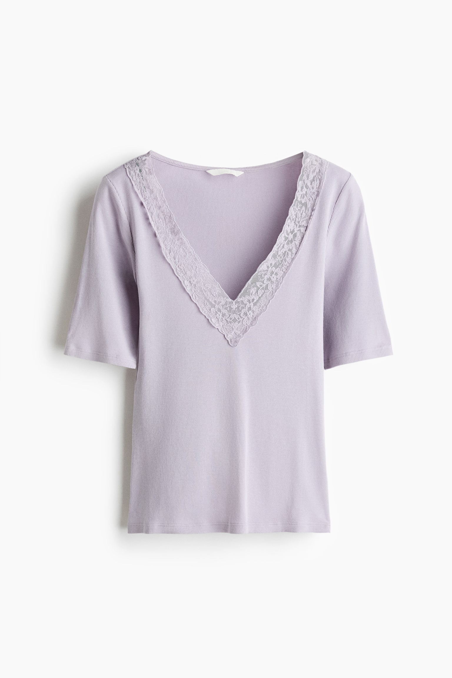 Áo cổ chữ V gân nổi - Màu tím lilac/Màu trắng/Màu đen - 1
