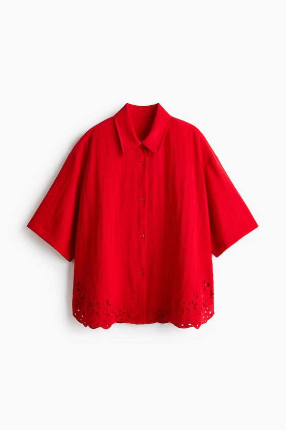 Женские рубашки H&M Beach Shirt with Eyelet Embroidery