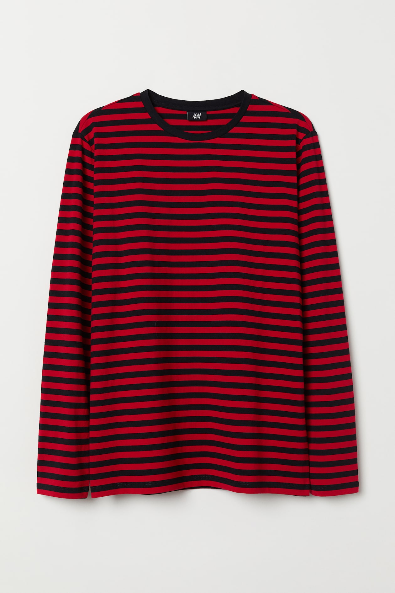 Long-sleeved Cotton Shirt - Red/black striped - Men | H&M US