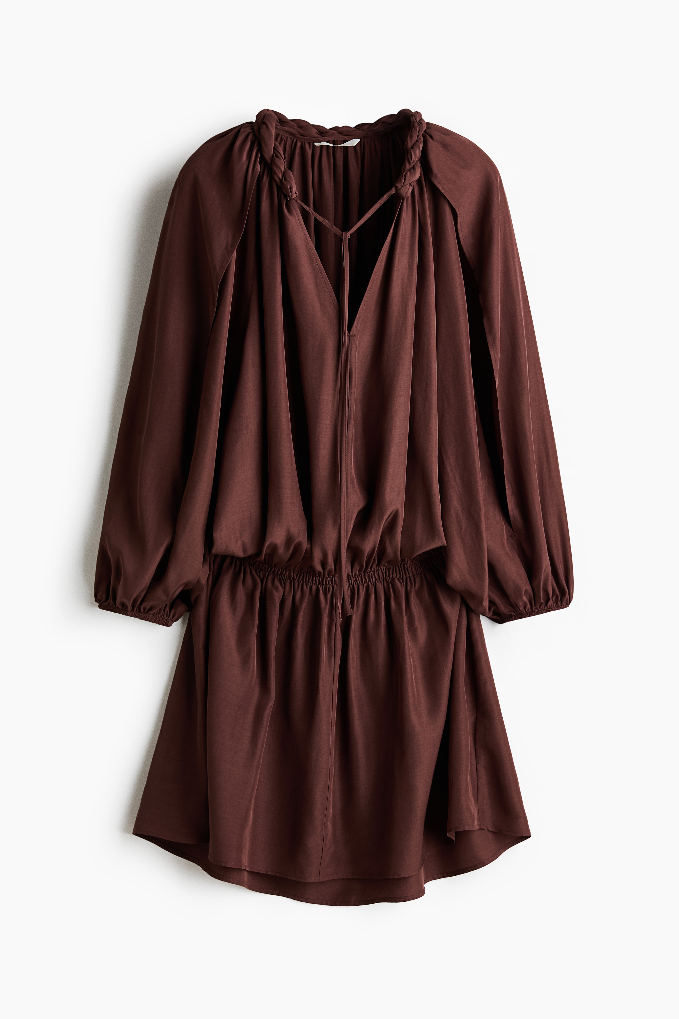 Tunikové šaty se splétaným detailem - Tmavě hnědá/Tmavě zelená khaki