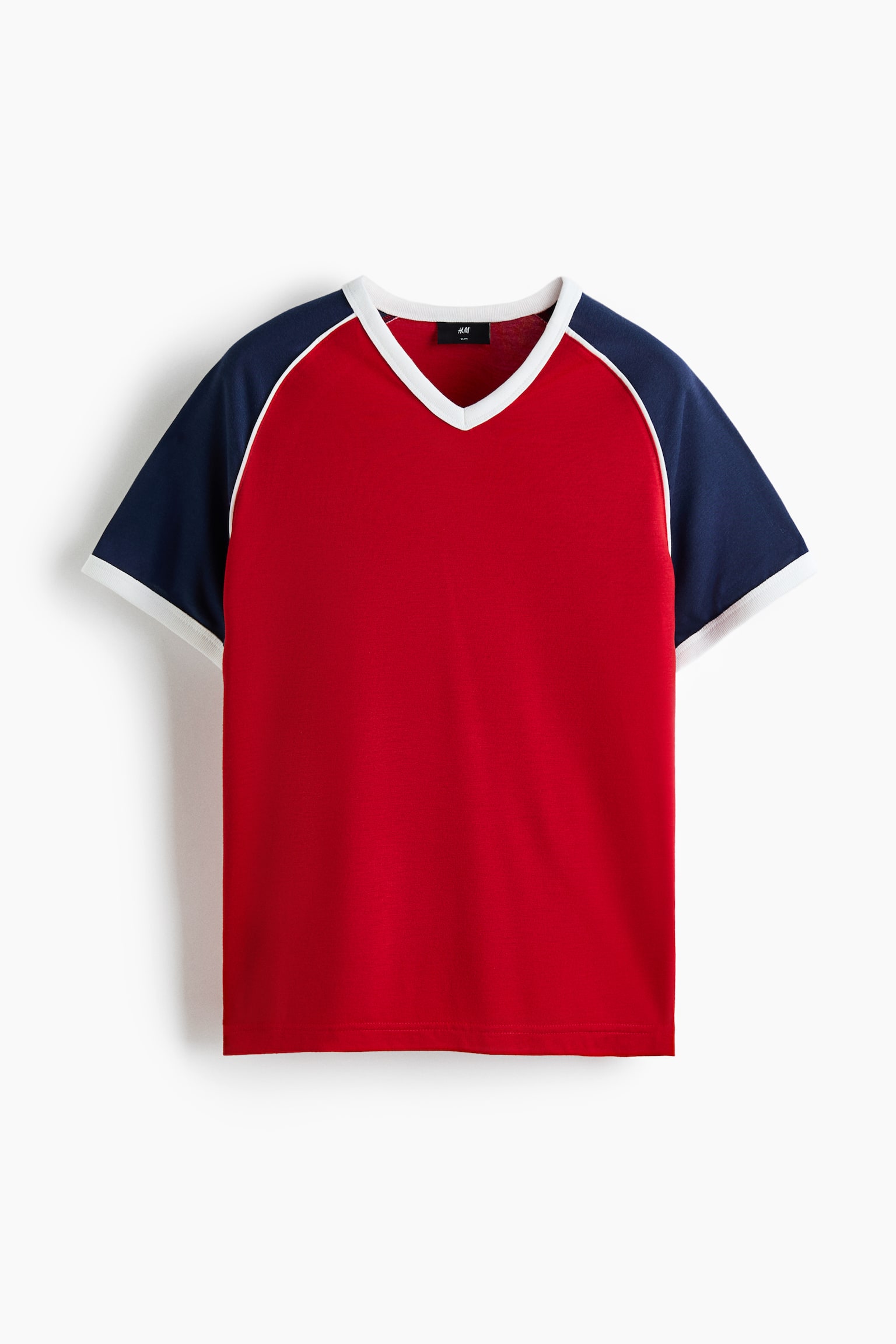 T-shirt Slim Fit - Rosso/color block/Bianco/color block